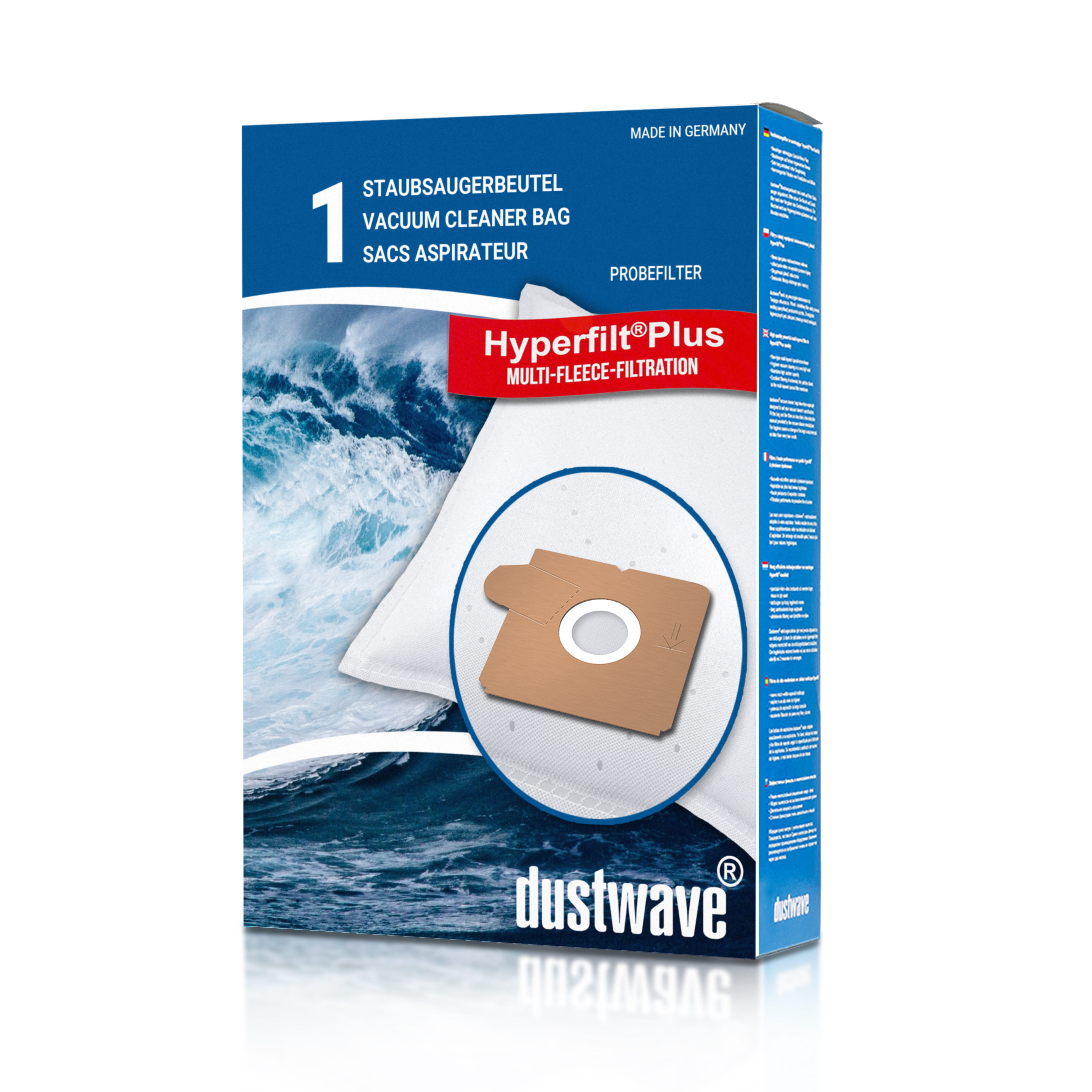 Dustwave® 1 Staubsaugerbeutel für AquaPur AE 600 - hocheffizient, mehrlagiges Mikrovlies mit Hygieneverschluss - Made in Germany