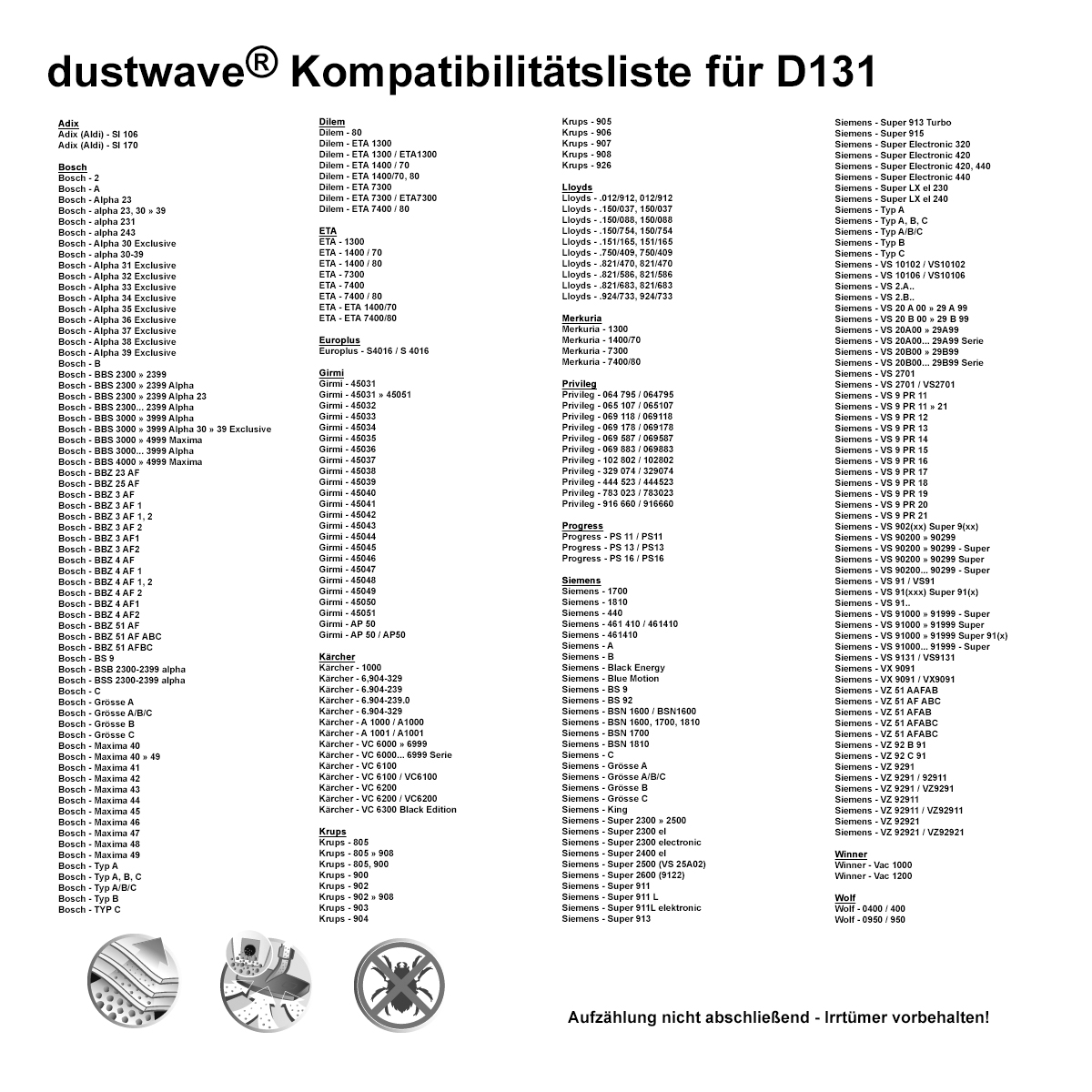 Dustwave® 1 Staubsaugerbeutel für Baur 340.895 / 340-895 - hocheffizient mit Hygieneverschluss - Made in Germany