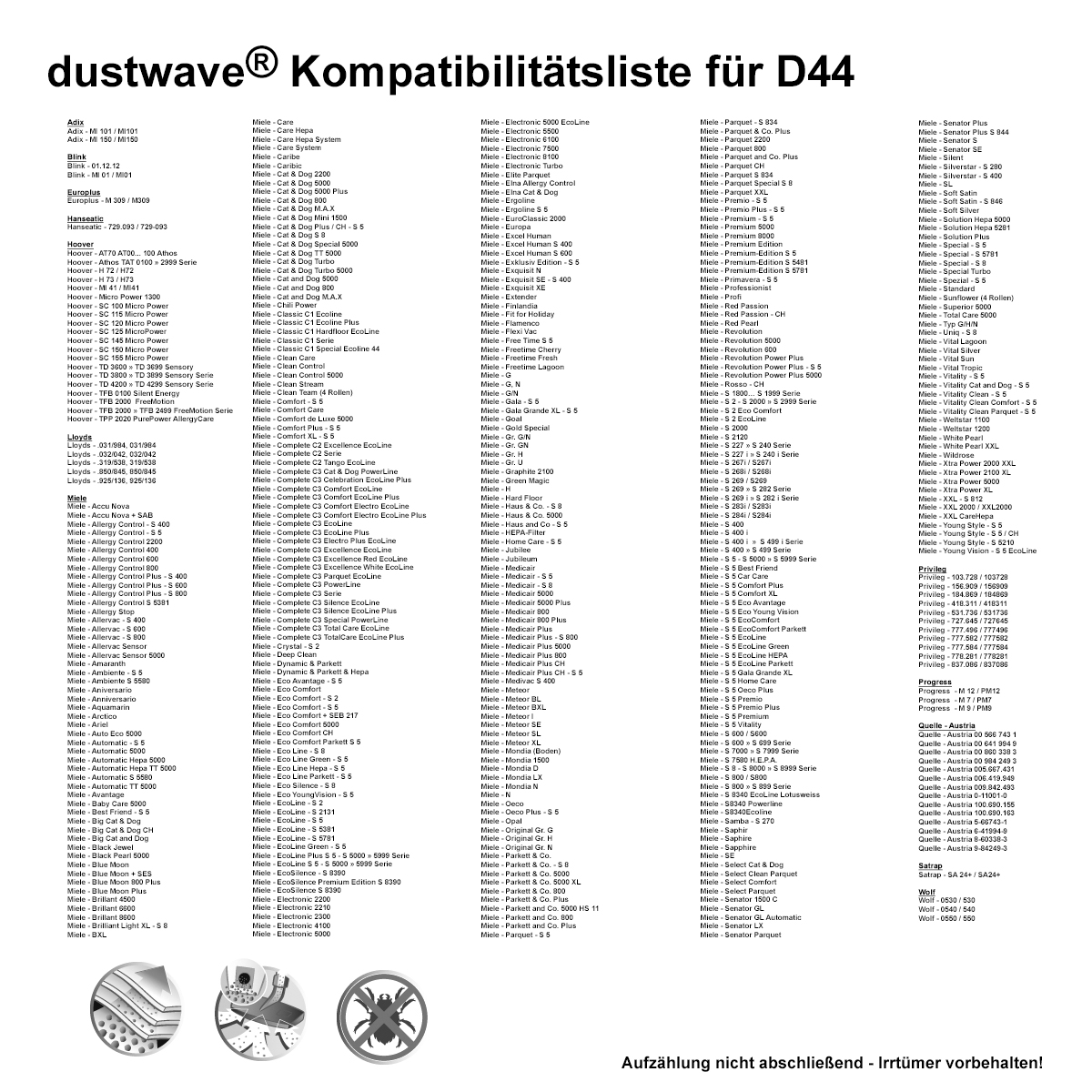 Dustwave® 20 Staubsaugerbeutel für Miele S5510 / S 5510 - hocheffizient, mehrlagiges Mikrovlies mit Hygieneverschluss - Made in Germany