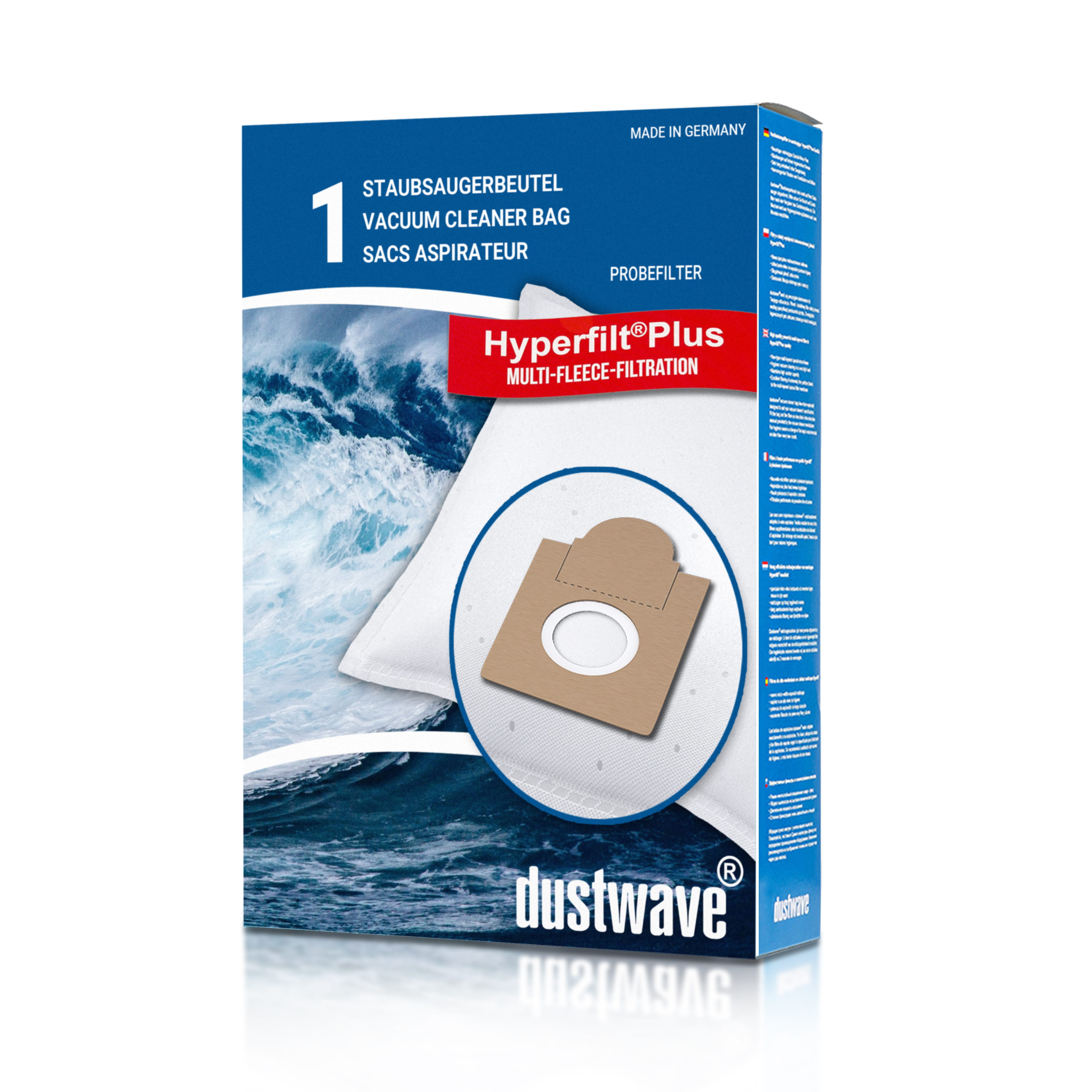 Dustwave® 1 Staubsaugerbeutel für Ariete Aspirium 2382 - hocheffizient, mehrlagiges Mikrovlies mit Hygieneverschluss - Made in Germany