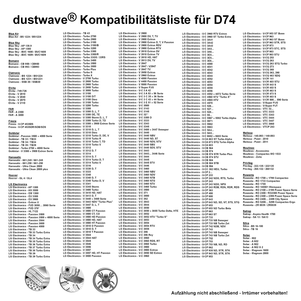 Dustwave® 10 Staubsaugerbeutel für Blue Sky BVC 1609 / BVC1609 - hocheffizient, mehrlagiges Mikrovlies mit Hygieneverschluss - Made in Germany