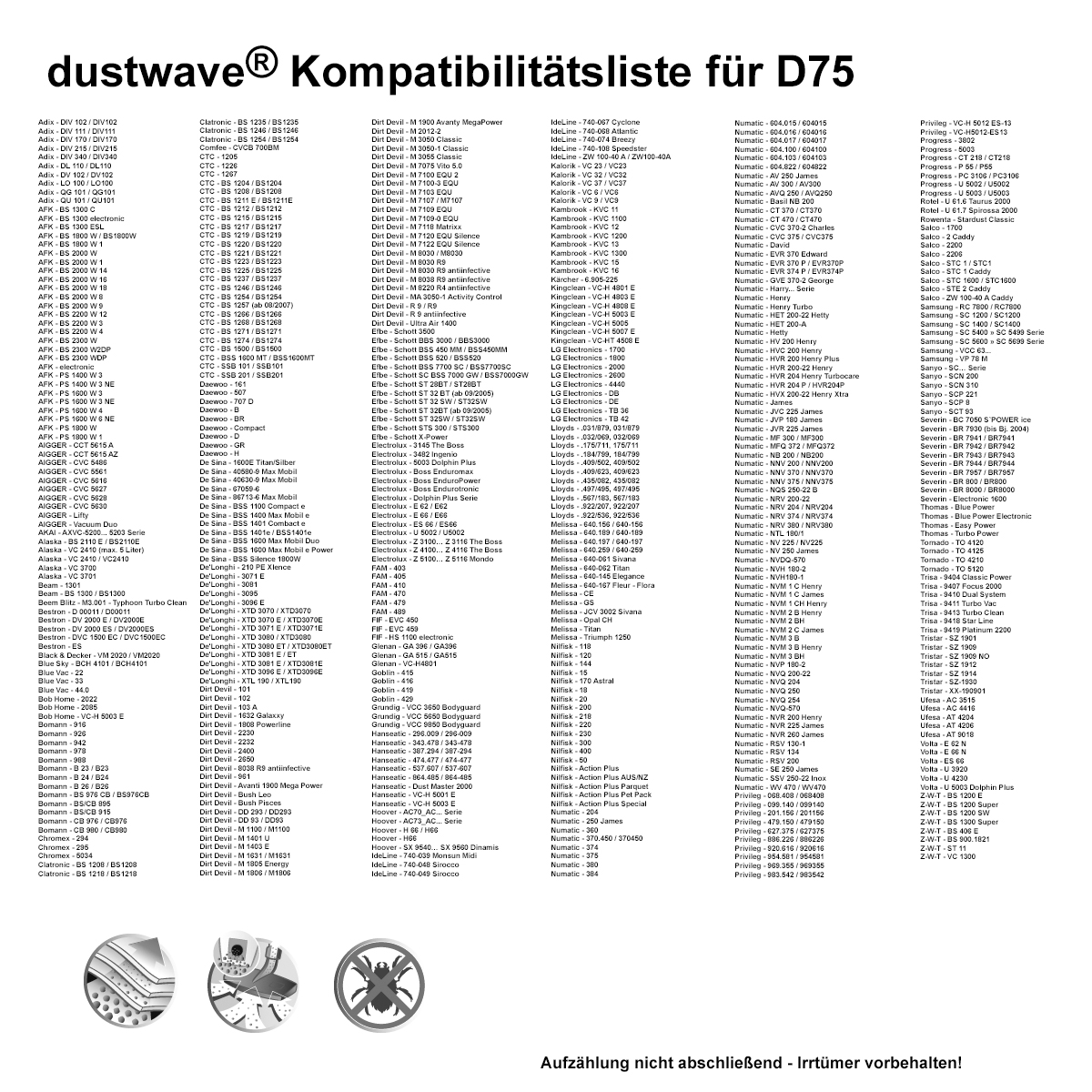 Dustwave® 1 Staubsaugerbeutel für Alaska VC2000 - hocheffizient, mehrlagiges Mikrovlies mit Hygieneverschluss - Made in Germany