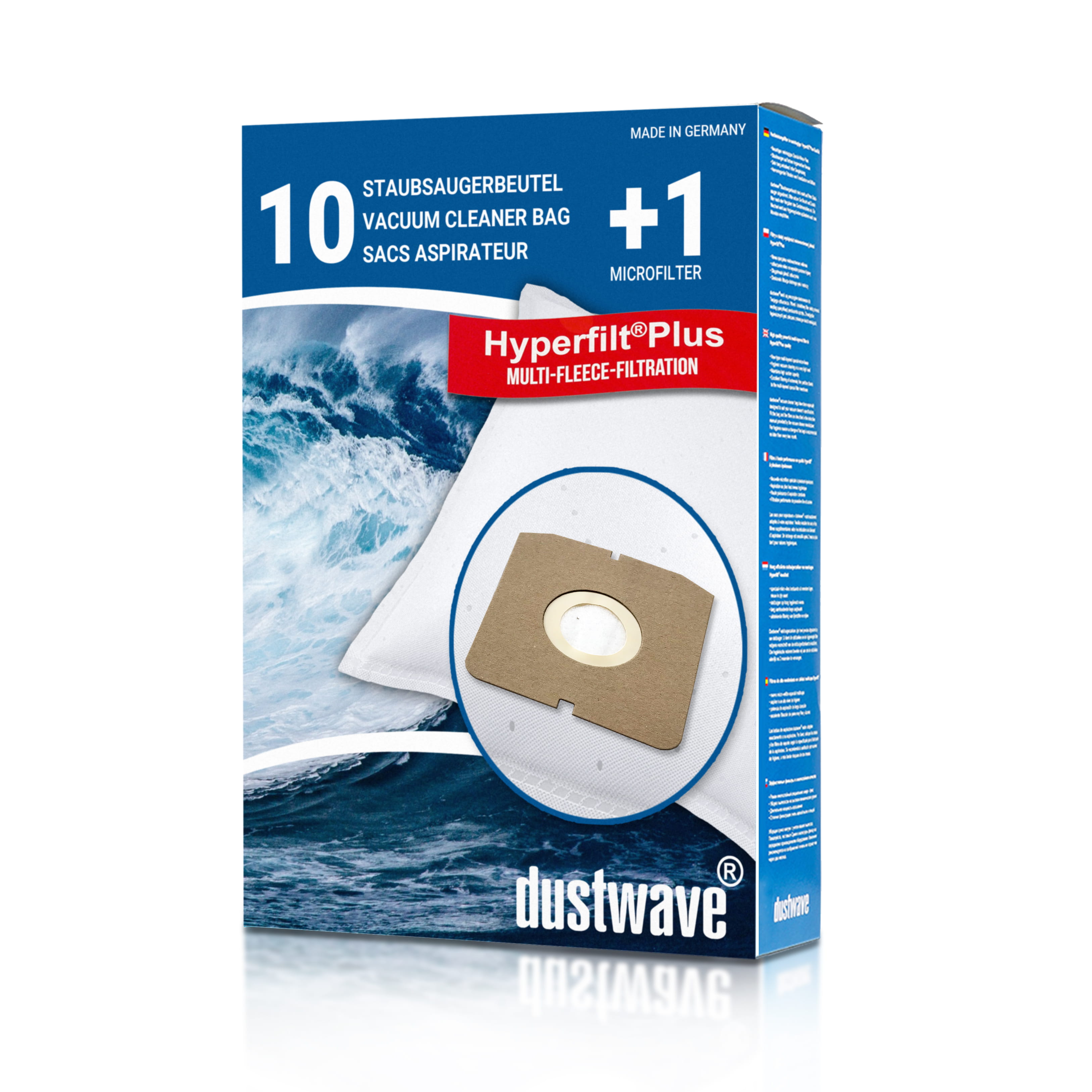Dustwave® 10 Staubsaugerbeutel für SWIRL Z 113 - hocheffizient, mehrlagiges Mikrovlies mit Hygieneverschluss - Made in Germany