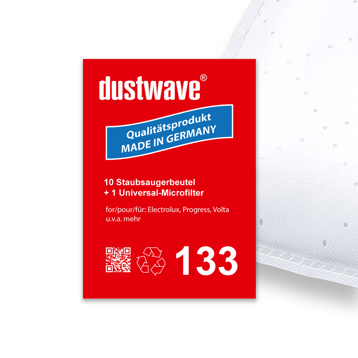 Dustwave® 10 Staubsaugerbeutel für Base BA 1201 - hocheffizient, mehrlagiges Mikrovlies mit Hygieneverschluss - Made in Germany