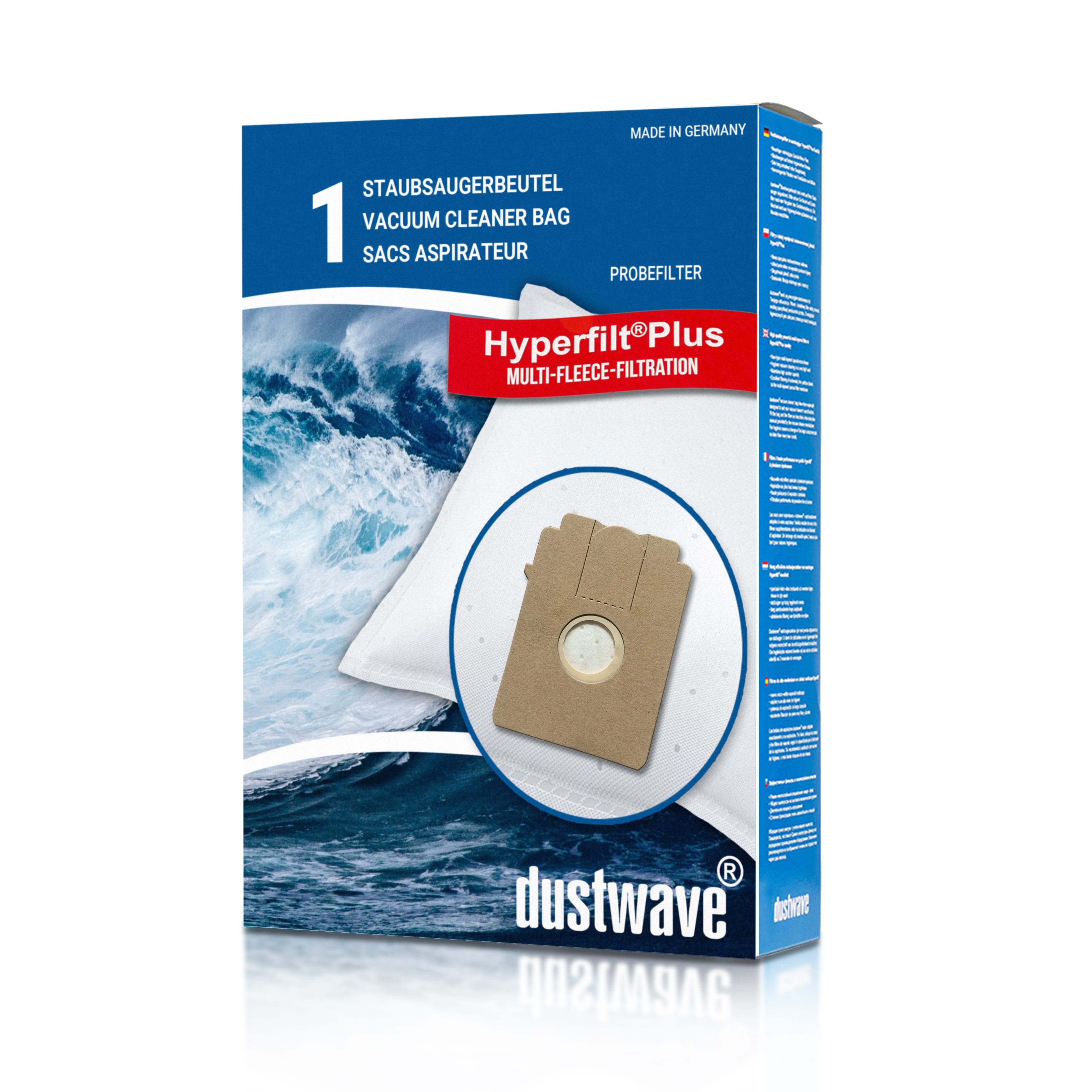 Dustwave® 1 Staubsaugerbeutel für Base BA 2001 - hocheffizient mit Hygieneverschluss - Made in Germany