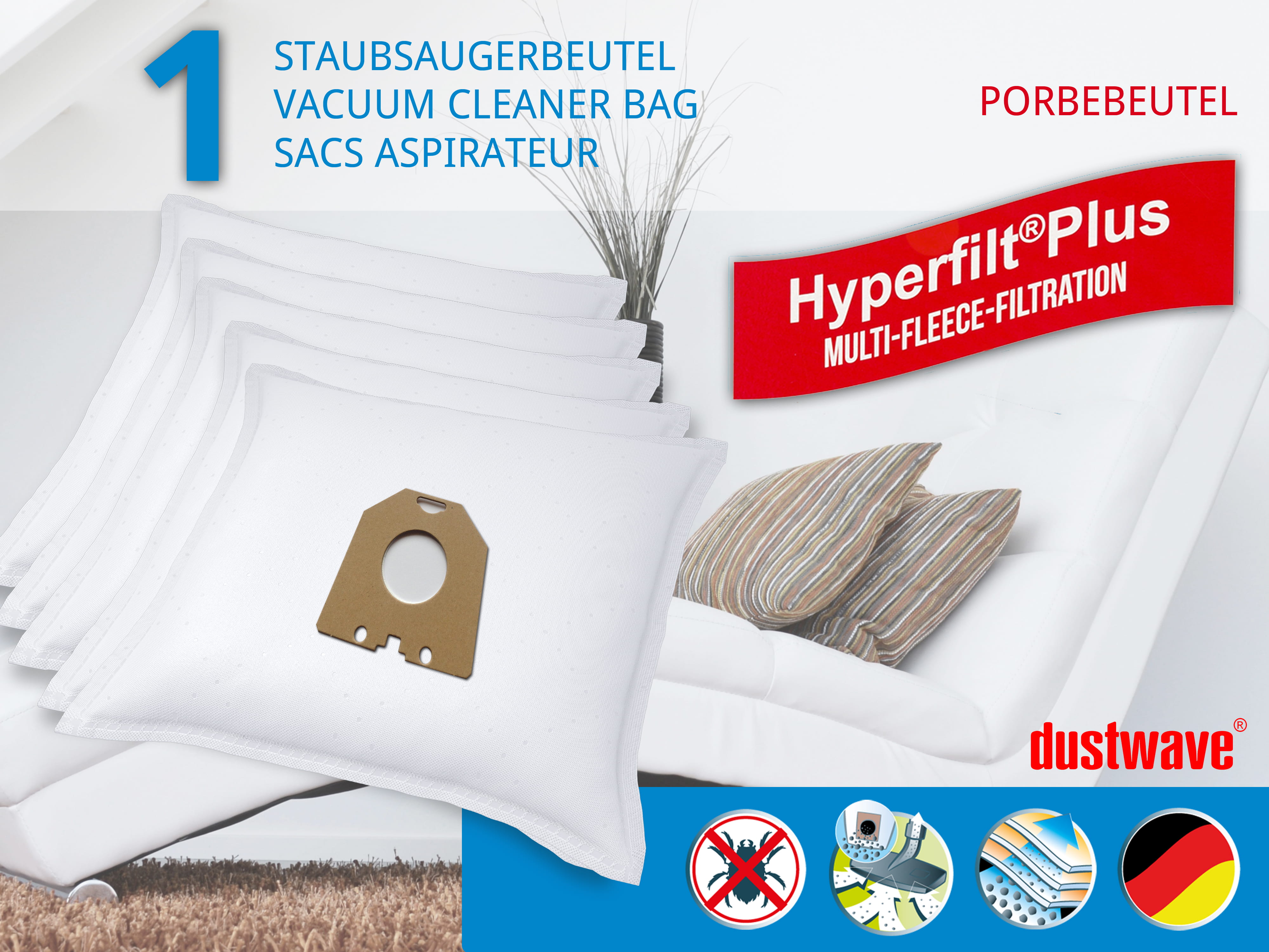 20x dustwave® Staubsaugerbeutel für Siemens Bosch geeignet und kompatibel mit Swirl S62 S67 S68 S73 Y94 / Markenfiltertüten - Made in Germany