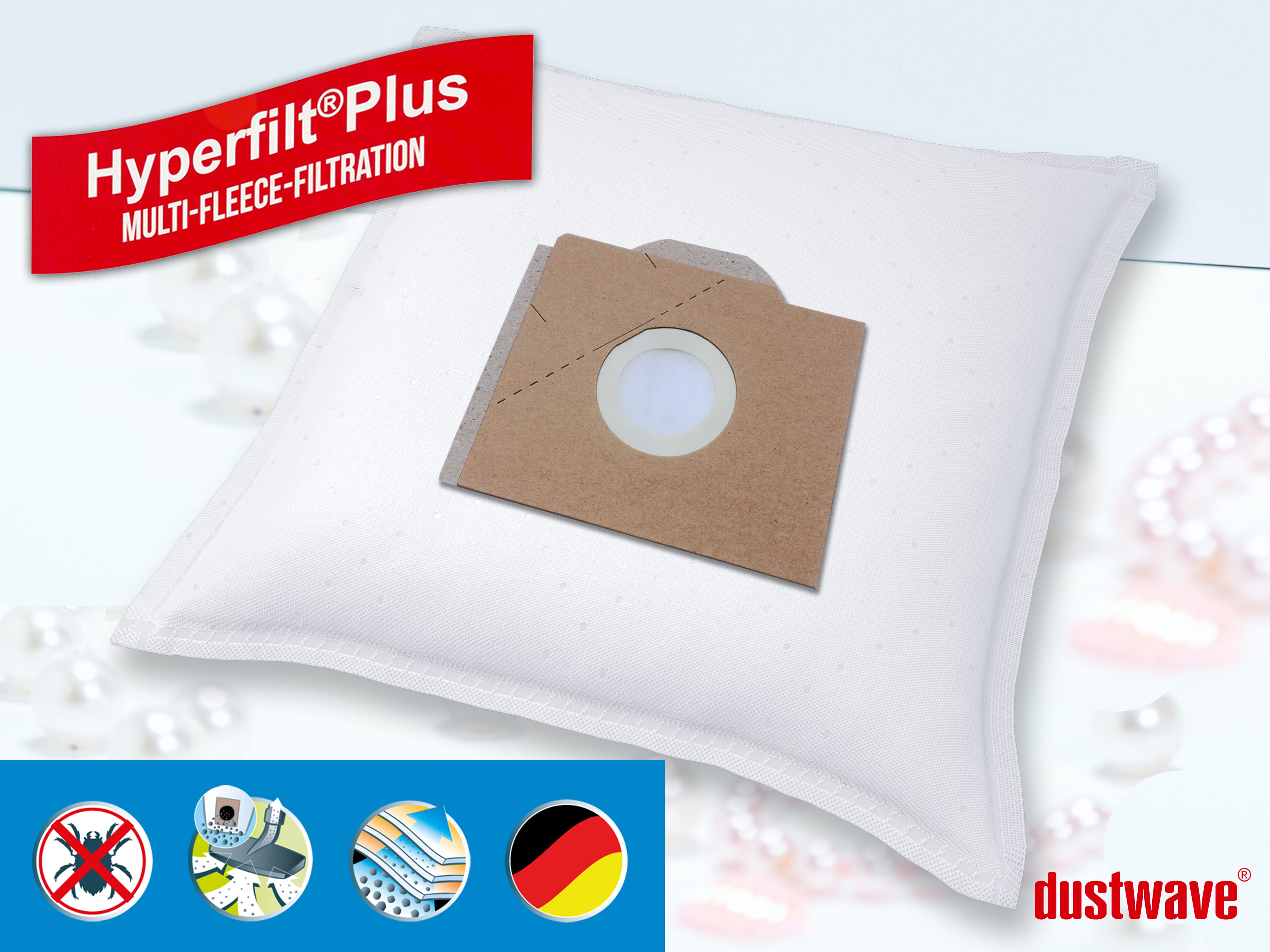 Dustwave® 20 Staubsaugerbeutel für Hoover S2810 - hocheffizient, mehrlagiges Mikrovlies mit Hygieneverschluss - Made in Germany