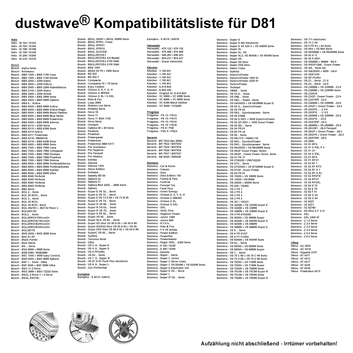 Dustwave® 10 Staubsaugerbeutel für AquaPur Adix - SI150, BASE - BA 2000 - hocheffizient, mehrlagiges Mikrovlies mit Hygieneverschluss - Made in Germany