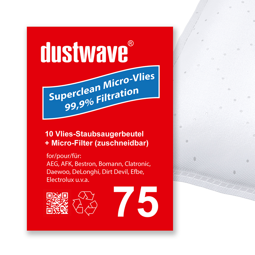 Sparpack - 10 Staubsaugerbeutel passend für Adix - DV 102 / DV102 Bodenstaubsauger von dustwave® Markenstaubbeutel Made in Germany + inkl. Microfilter