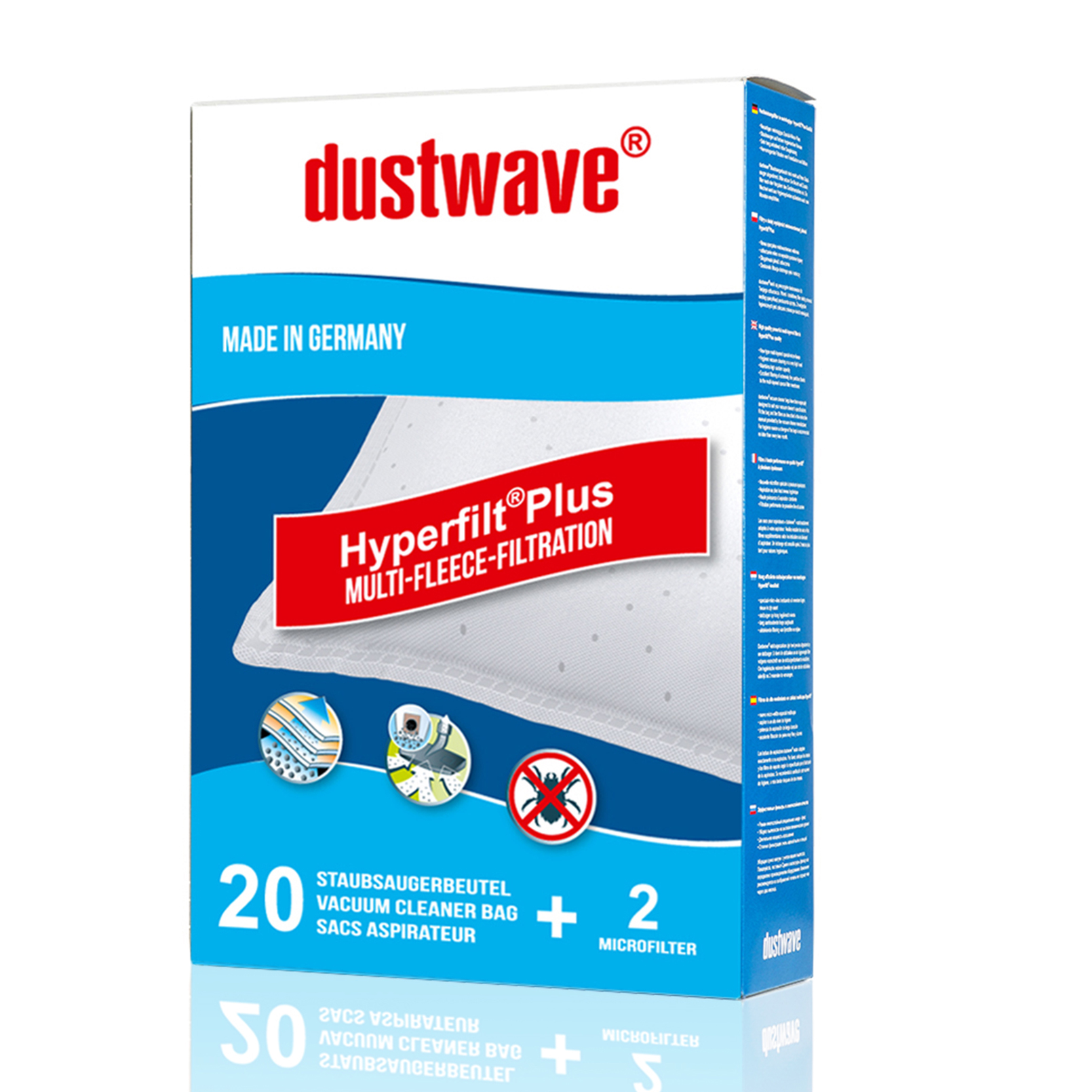 Dustwave® 5 Staubsaugerbeutel für Miele Europa - hocheffizient, mehrlagiges Mikrovlies mit Hygieneverschluss - Made in Germany