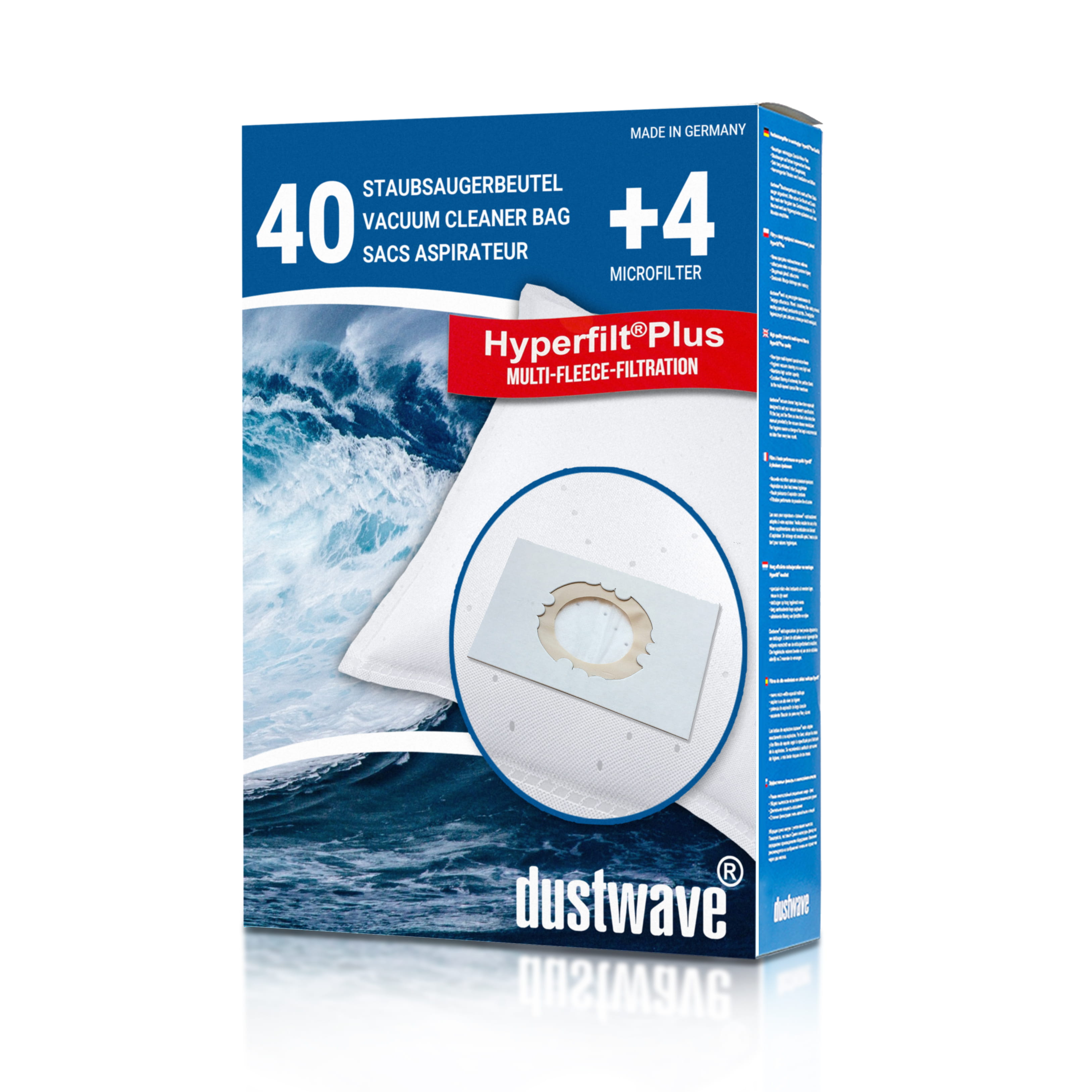 Dustwave® 40 Staubsaugerbeutel für SWIRL Z 109 - hocheffizient, mehrlagiges Mikrovlies mit Hygieneverschluss - Made in Germany