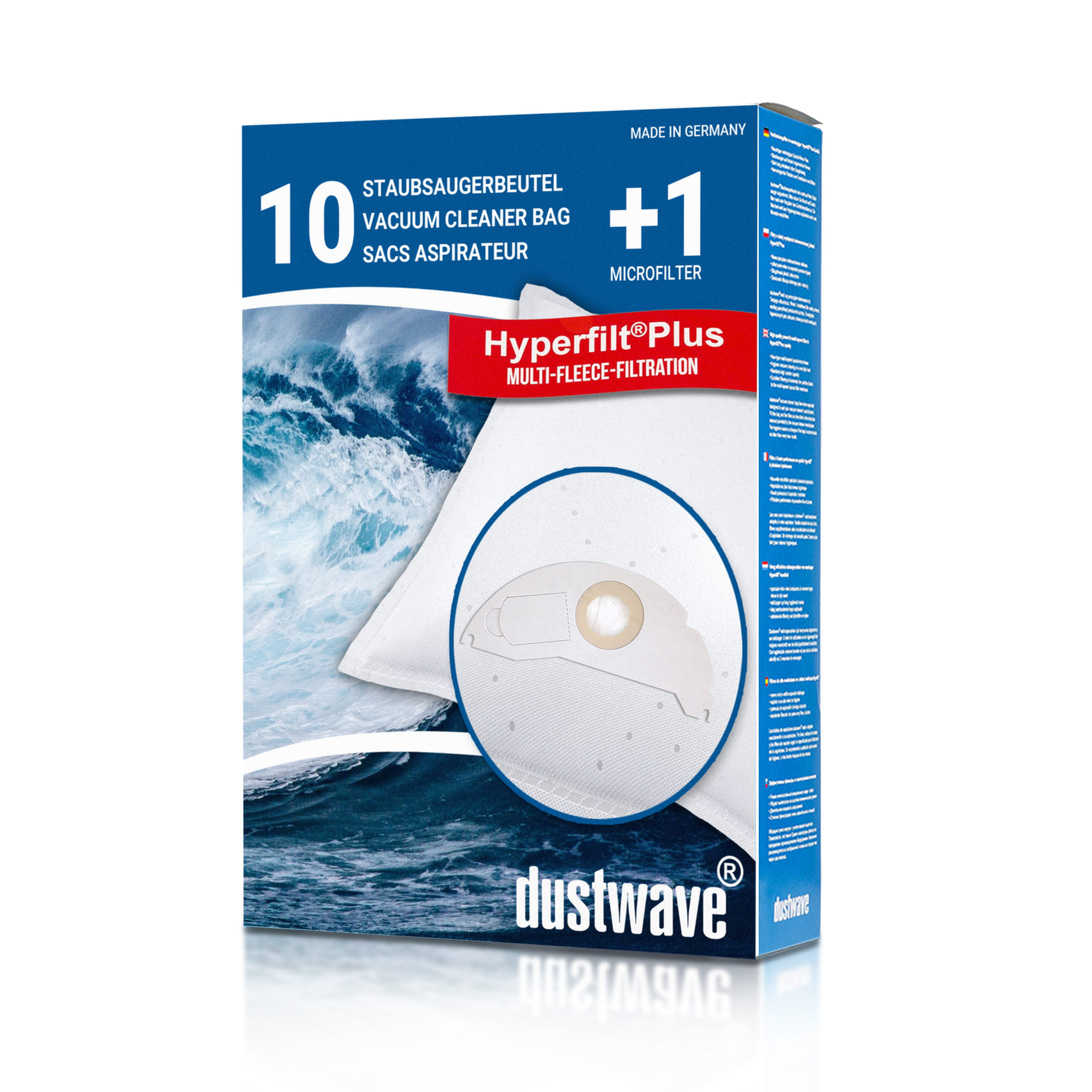 Dustwave® 10 Staubsaugerbeutel für Hoover BD S4125011 - hocheffizient, mehrlagiges Mikrovlies mit Hygieneverschluss - Made in Germany