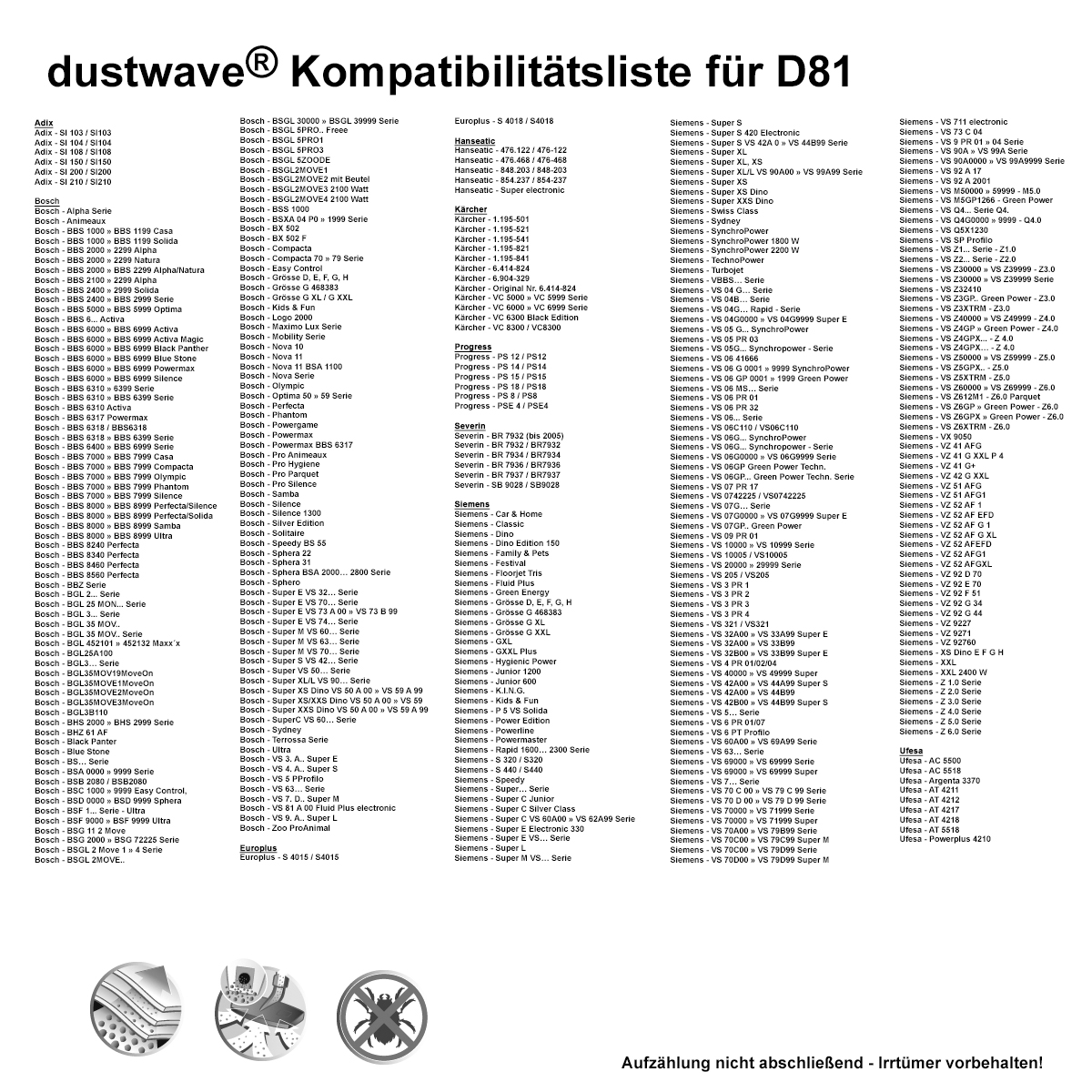 20 Staubbeutel für: Siemens VS04G2200 Rapid