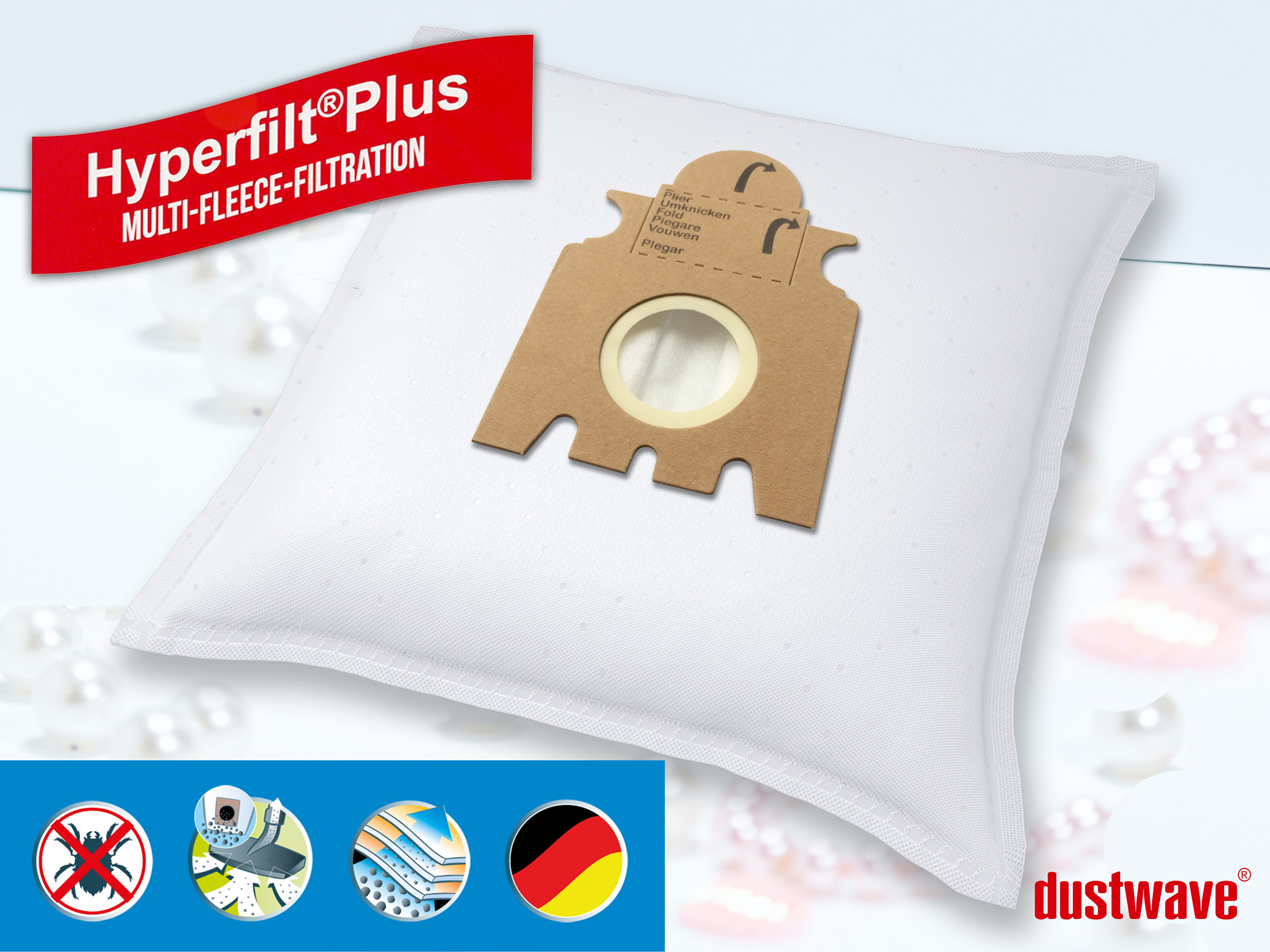 Dustwave® 5 Staubsaugerbeutel für Miele Mini 1400 Parkett - hocheffizient, mehrlagiges Mikrovlies mit Hygieneverschluss - Made in Germany
