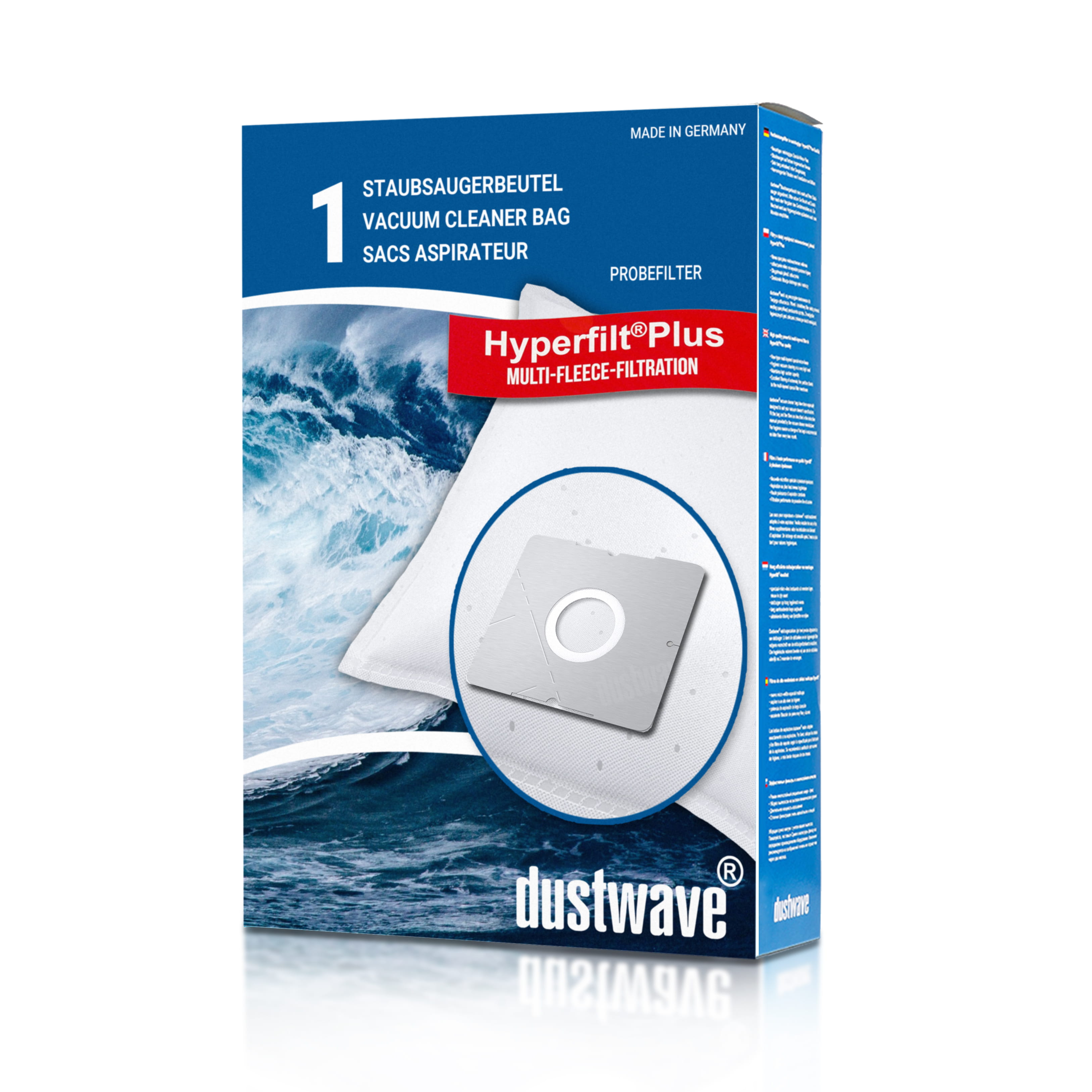 Dustwave® 1 Staubsaugerbeutel für AquaPur DIV 1010 - hocheffizient, mehrlagiges Mikrovlies mit Hygieneverschluss - Made in Germany