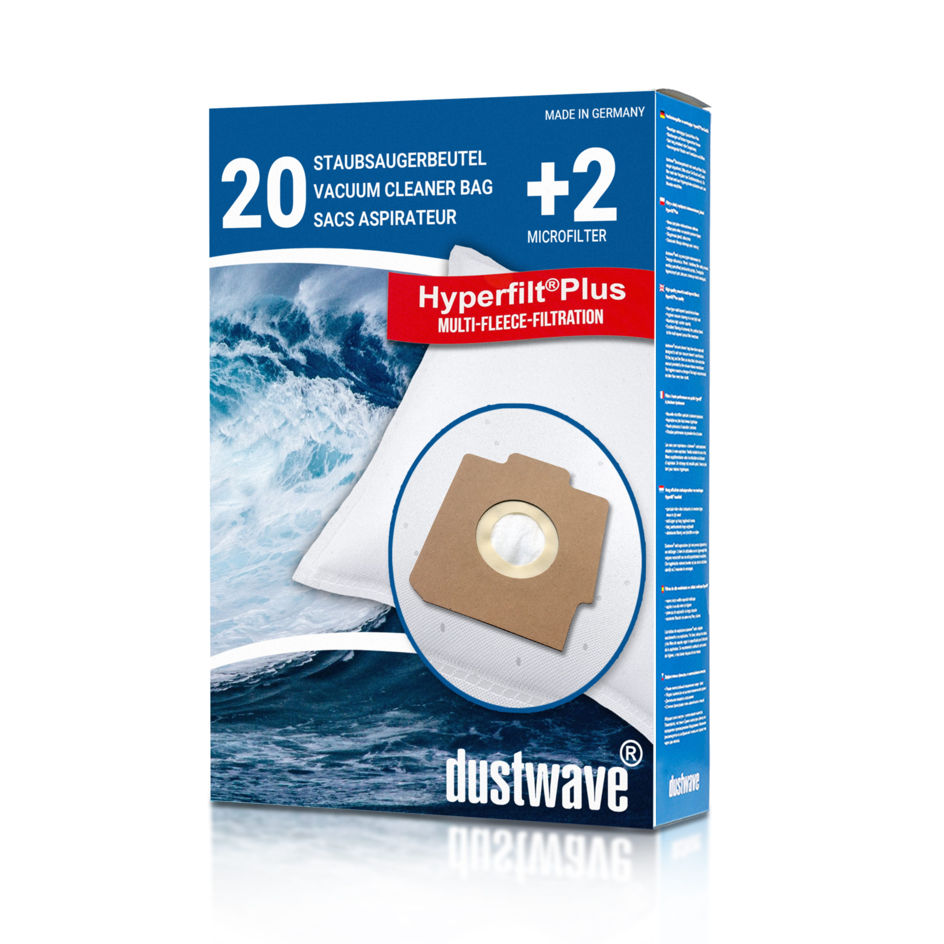 Dustwave® 20 Staubsaugerbeutel für Hoover SC192... / TRSC192 Alpina - hocheffizient, mehrlagiges Mikrovlies mit Hygieneverschluss - Made in Germany