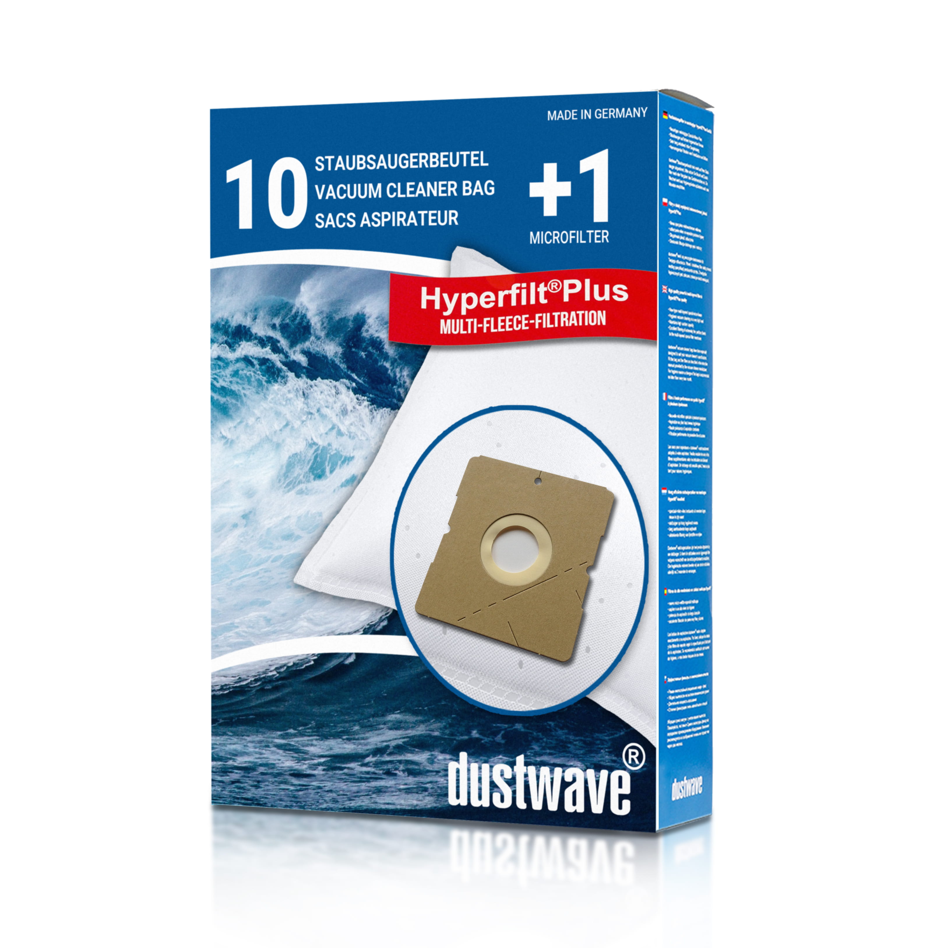 Dustwave® 10 Staubsaugerbeutel für Hoover TWDH1400 - hocheffizient, mehrlagiges Mikrovlies mit Hygieneverschluss - Made in Germany