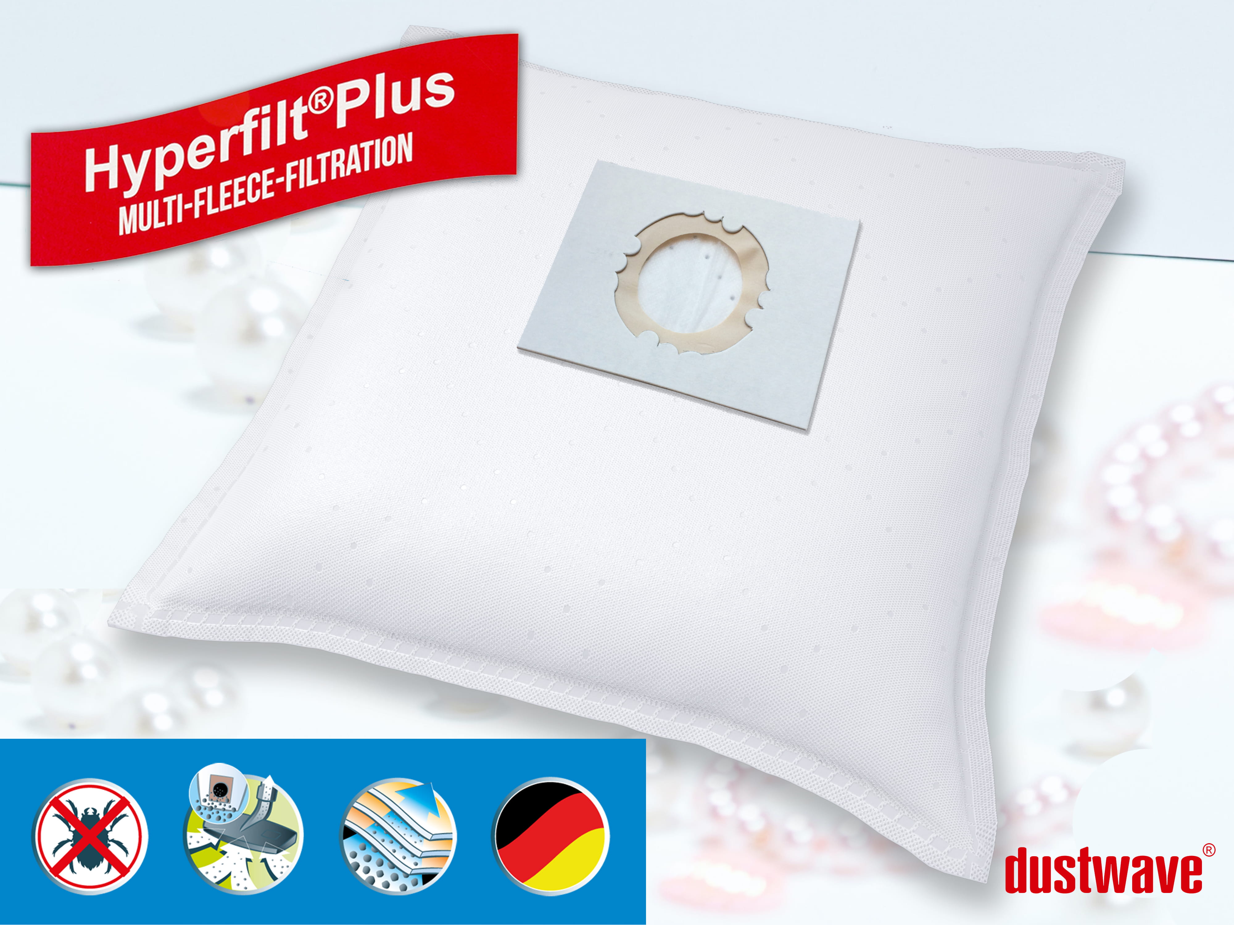 Dustwave® 10 Staubsaugerbeutel für Hoover BD SX2056 001 - hocheffizient, mehrlagiges Mikrovlies mit Hygieneverschluss - Made in Germany
