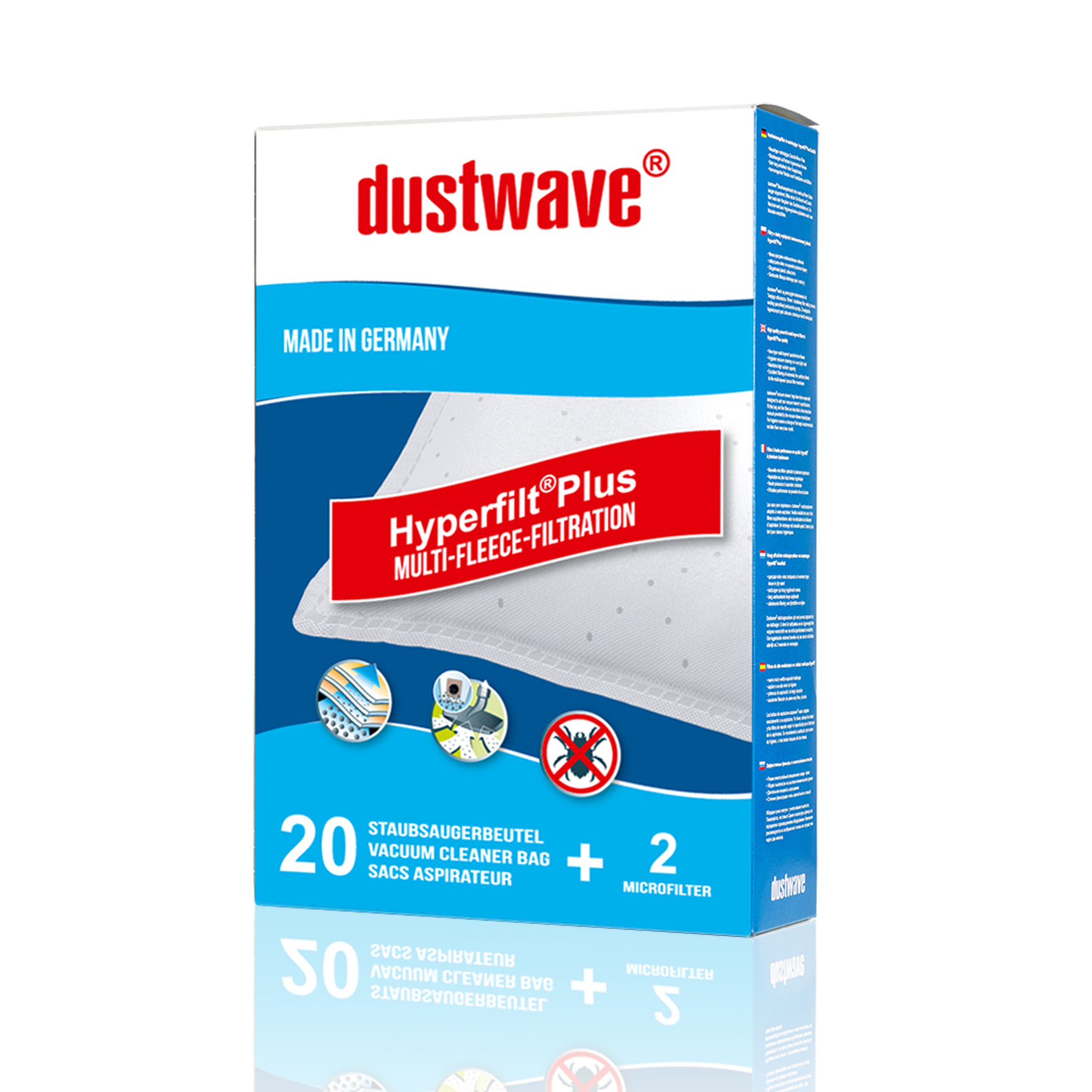 Dustwave® 40 Staubsaugerbeutel für SWIRL S 62 - hocheffizient, mehrlagiges Mikrovlies mit Hygieneverschluss - Made in Germany