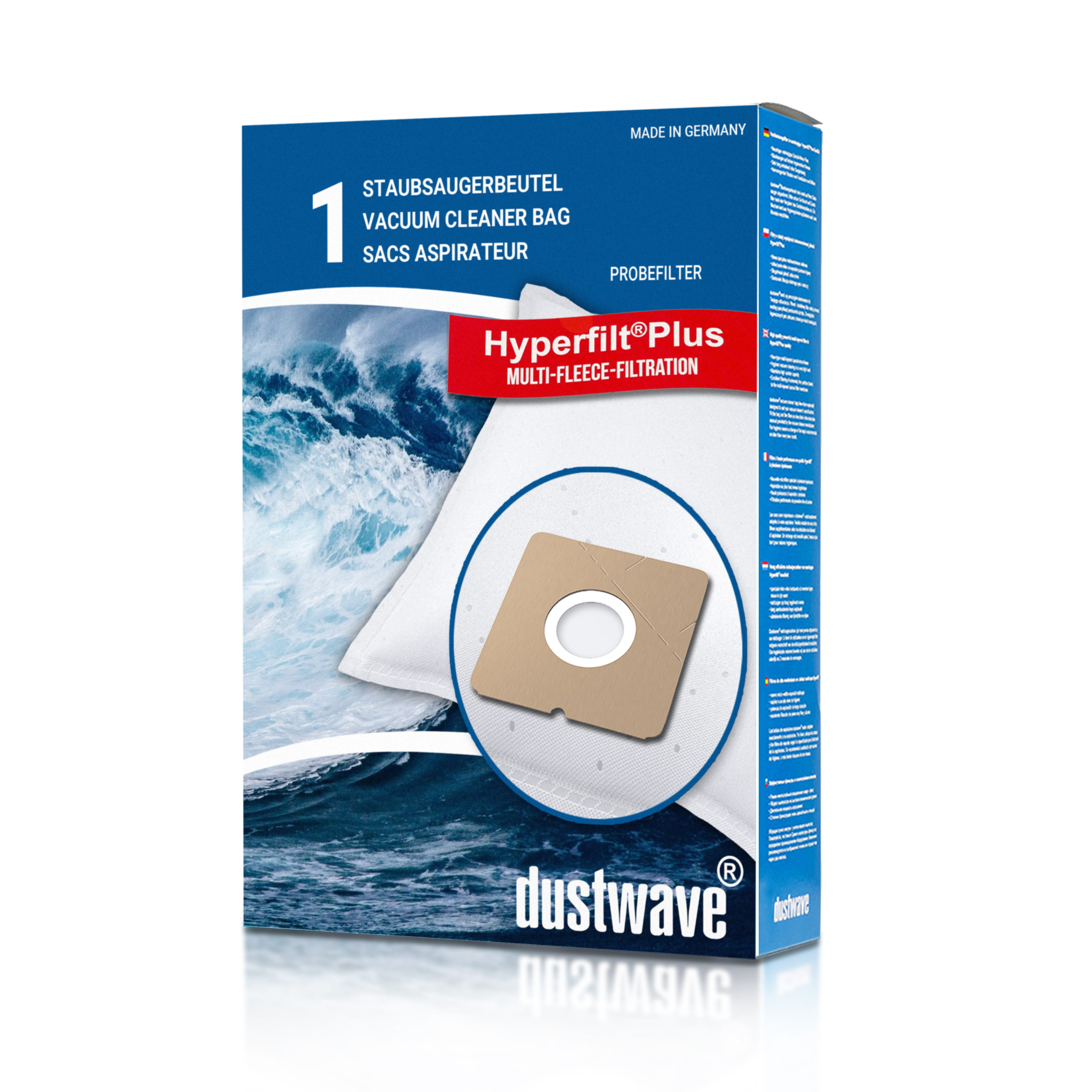 Dustwave® 1 Staubsaugerbeutel für Base BA 1750 - hocheffizient mit Hygieneverschluss - Made in Germany