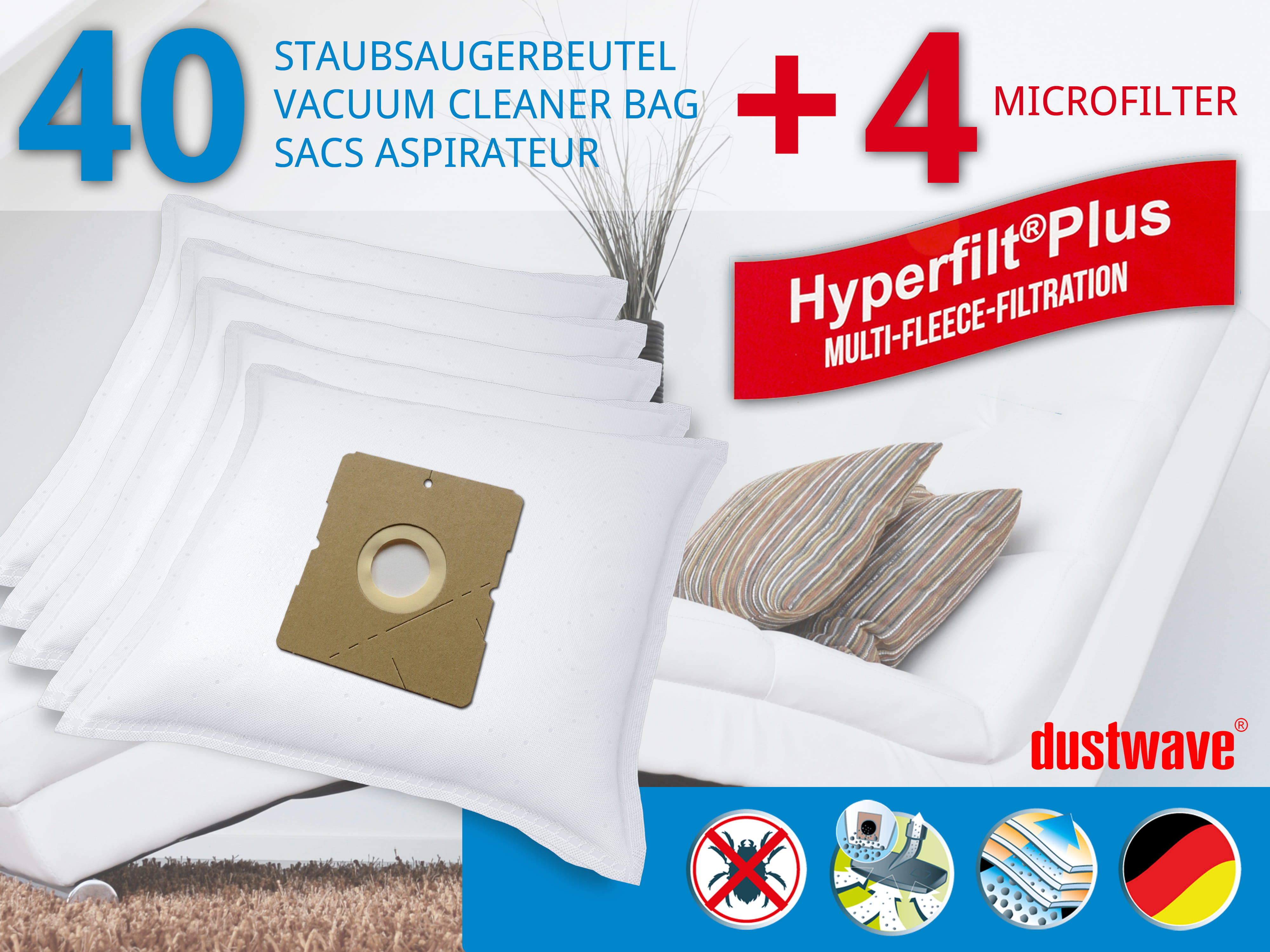 Dustwave® 40 Staubsaugerbeutel für SWIRL Y 12 - hocheffizient, mehrlagiges Mikrovlies mit Hygieneverschluss - Made in Germany Dustwave® 40 Staubsaugerbeutel für SWIRL Y 12 - hocheffizient, mehrlagiges Mikrovlies mit Hygieneverschluss - Made in Germany