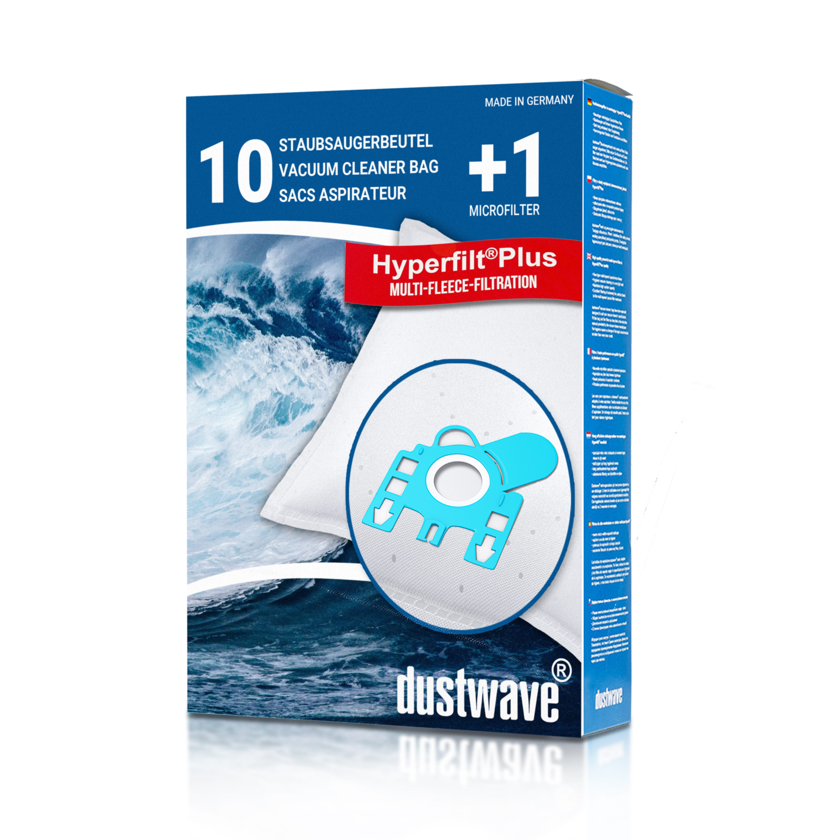Dustwave® 10 Staubsaugerbeutel für Hoover SCT 30... 48 MicroSpace - hocheffizient, mehrlagiges Mikrovlies mit Hygieneverschluss - Made in Germany