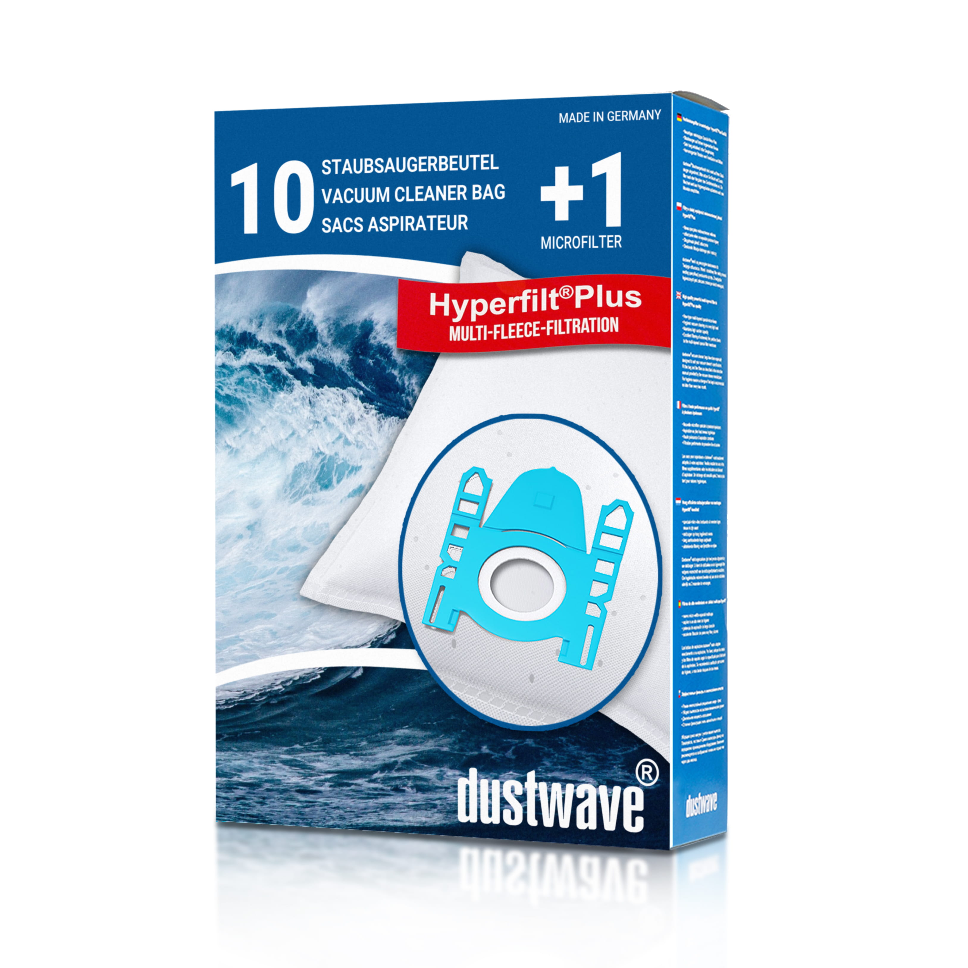 Dustwave® 10 Staubsaugerbeutel für AquaPur SIE 670 - hocheffizient, mehrlagiges Mikrovlies mit Hygieneverschluss - Made in Germany
