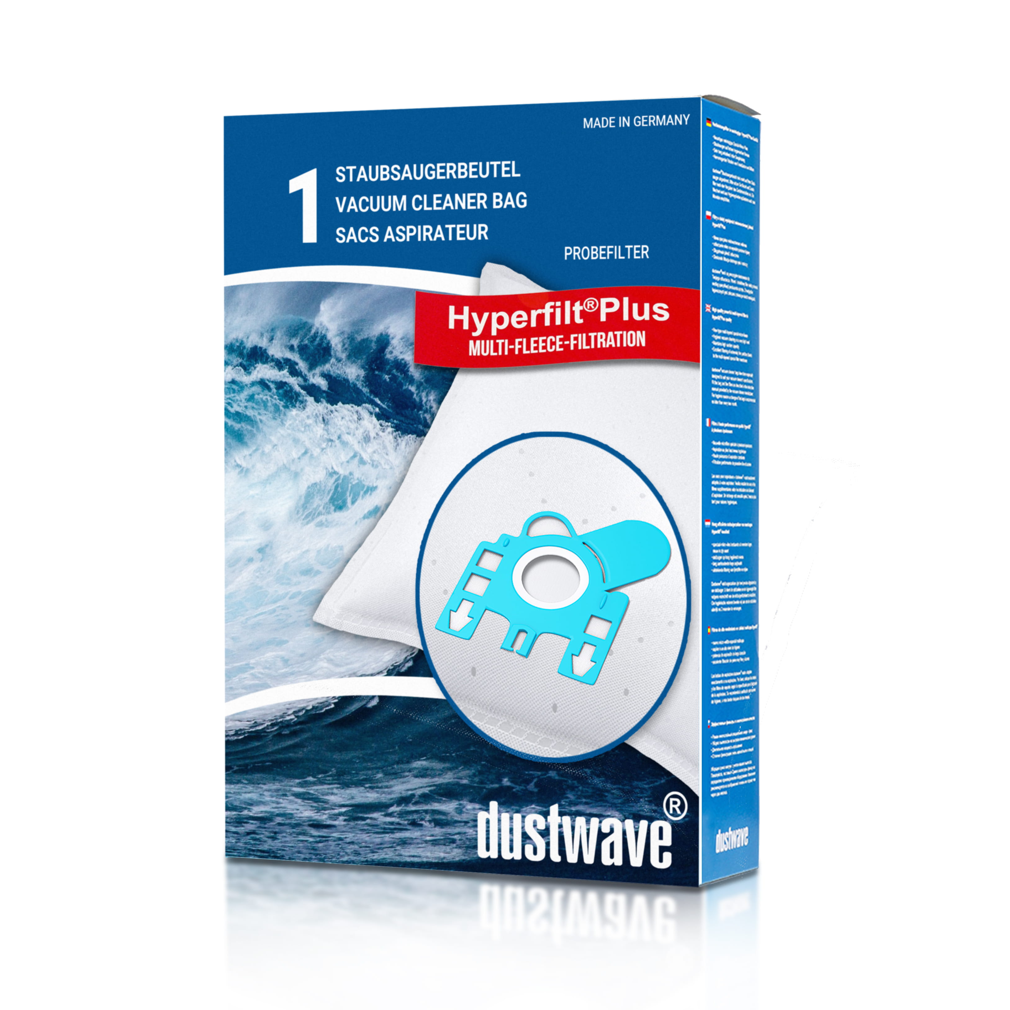 Dustwave® 1 Staubsaugerbeutel für Hoover Hypoallergenic 1500 - hocheffizient, mehrlagiges Mikrovlies mit Hygieneverschluss - Made in Germany