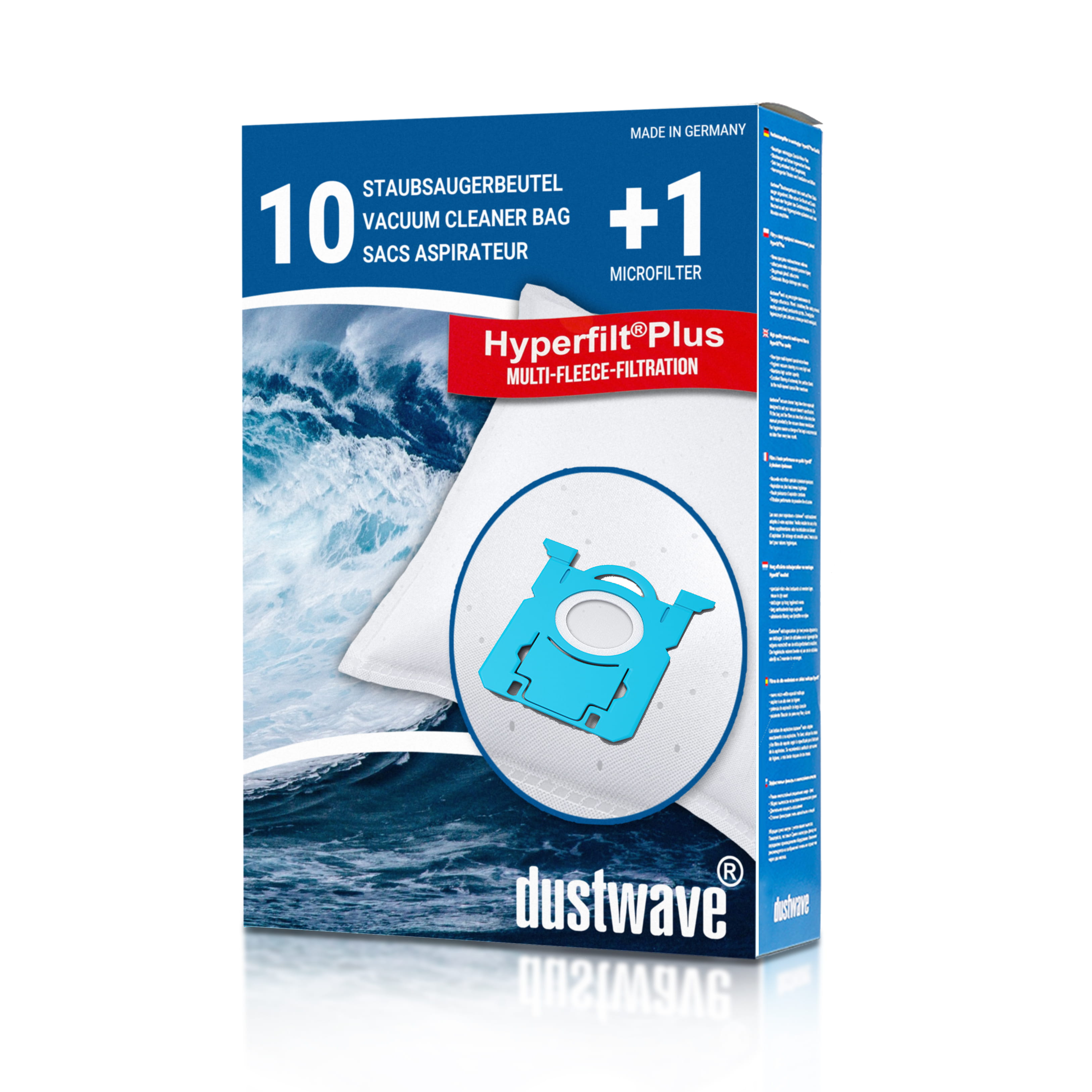 Dustwave® 10 Staubsaugerbeutel für AEG APF6130 / Powerforce 77 - hocheffizient mit Hygieneverschluss - Made in Germany