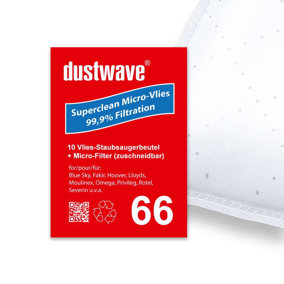 Sparpack - 10 Staubsaugerbeutel passend für Blue Wind - TI 1250 Traineau Bodenstaubsauger von dustwave® Markenstaubbeutel – Made in Germany + inkl. Microfilter