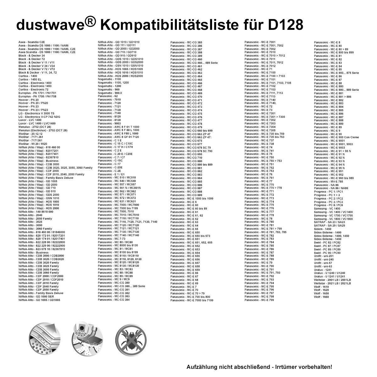 Dustwave® 1 Staubsaugerbeutel für Asea Scandia - DS 1000 / 1100 / NA86, C2E - hocheffizient, mehrlagiges Mikrovlies mit Hygieneverschluss - Made in Germany Dustwave® 1 Staubsaugerbeutel für Asea Scandia - DS 1000 / 1100 / NA86, C2E - hocheffizient, mehrlagiges Mikrovlies mit Hygieneverschluss - Made in Germany