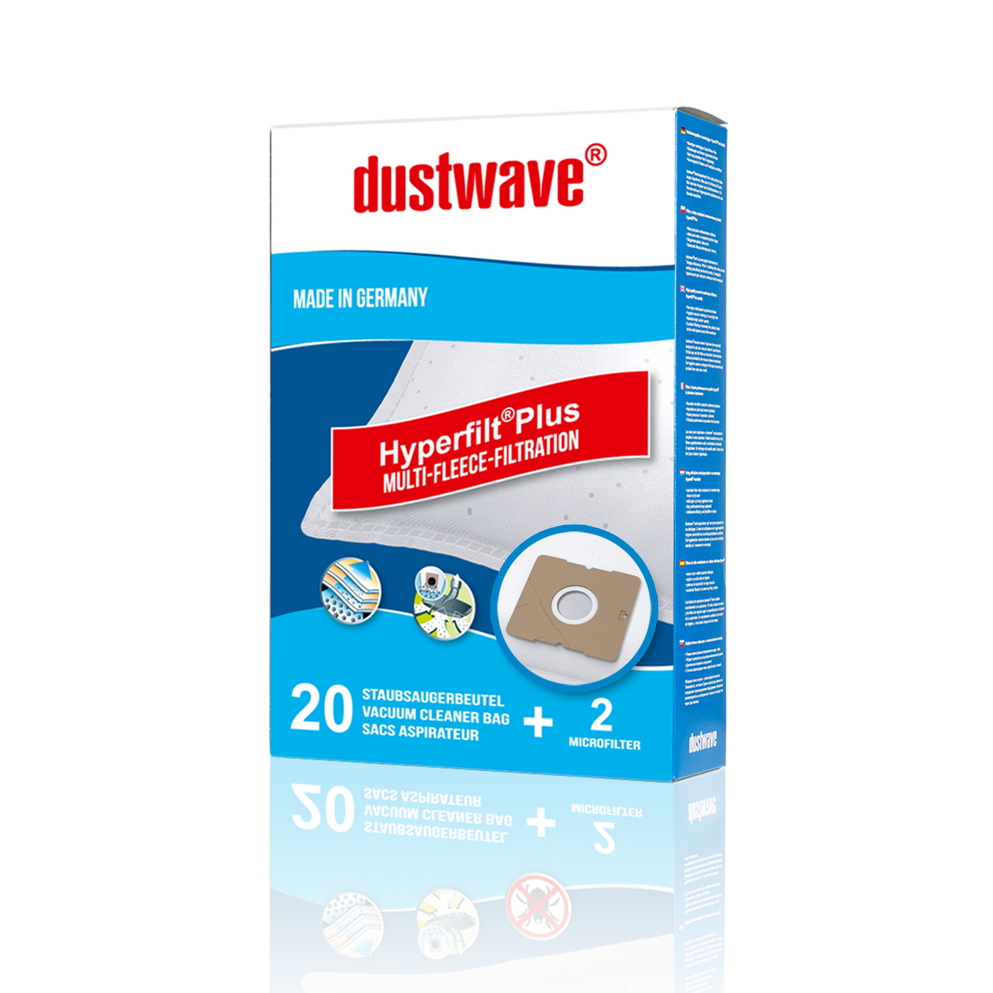 Dustwave® Premium 20 Staubsaugerbeutel für AEG Smart 360 - hocheffizient mit Hygieneverschluss - Made in Germany