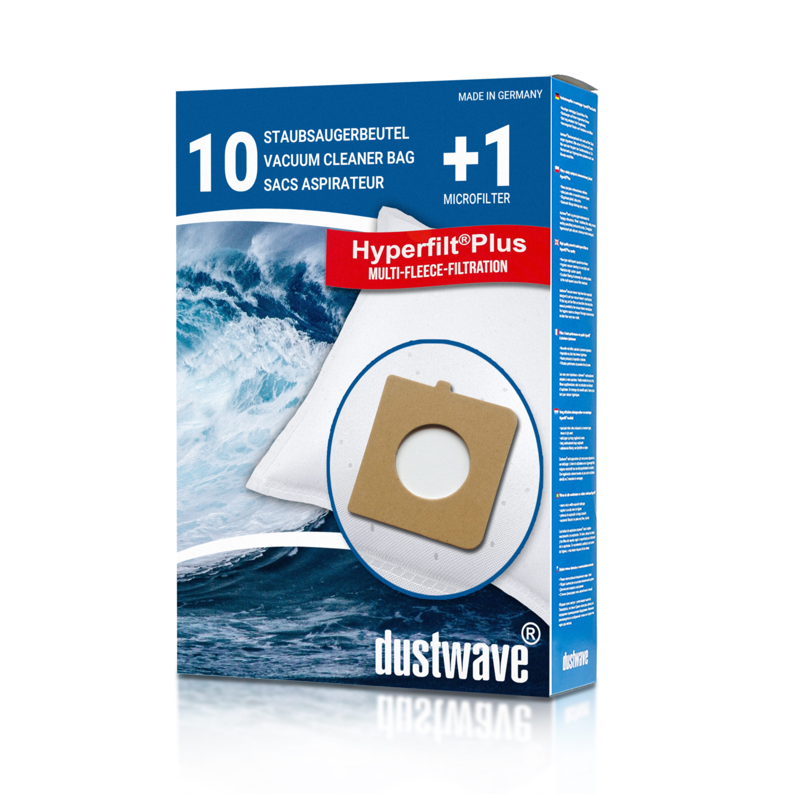 Dustwave® 10 Staubsaugerbeutel für AFK BS 1200 W.30 - hocheffizient, mehrlagiges Mikrovlies mit Hygieneverschluss - Made in Germany