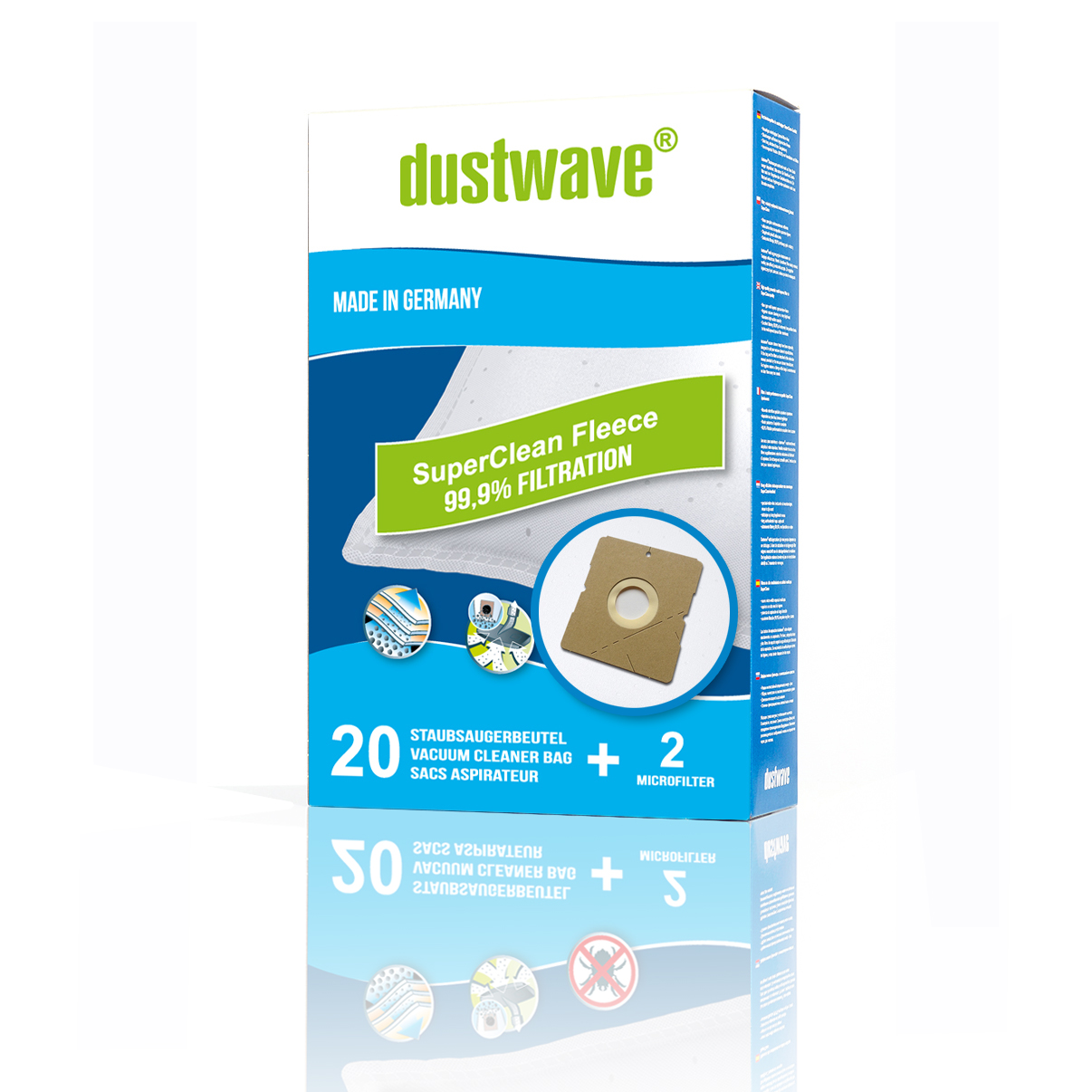 40 Staubfilterbeutel (Superpack) | Filtertüten passend für DeSina - 1600E Titan/Silber Bodenstaubsauger von dustwave® Markenstaubbeutel – Made in Germany + inkl. Micro-Filter