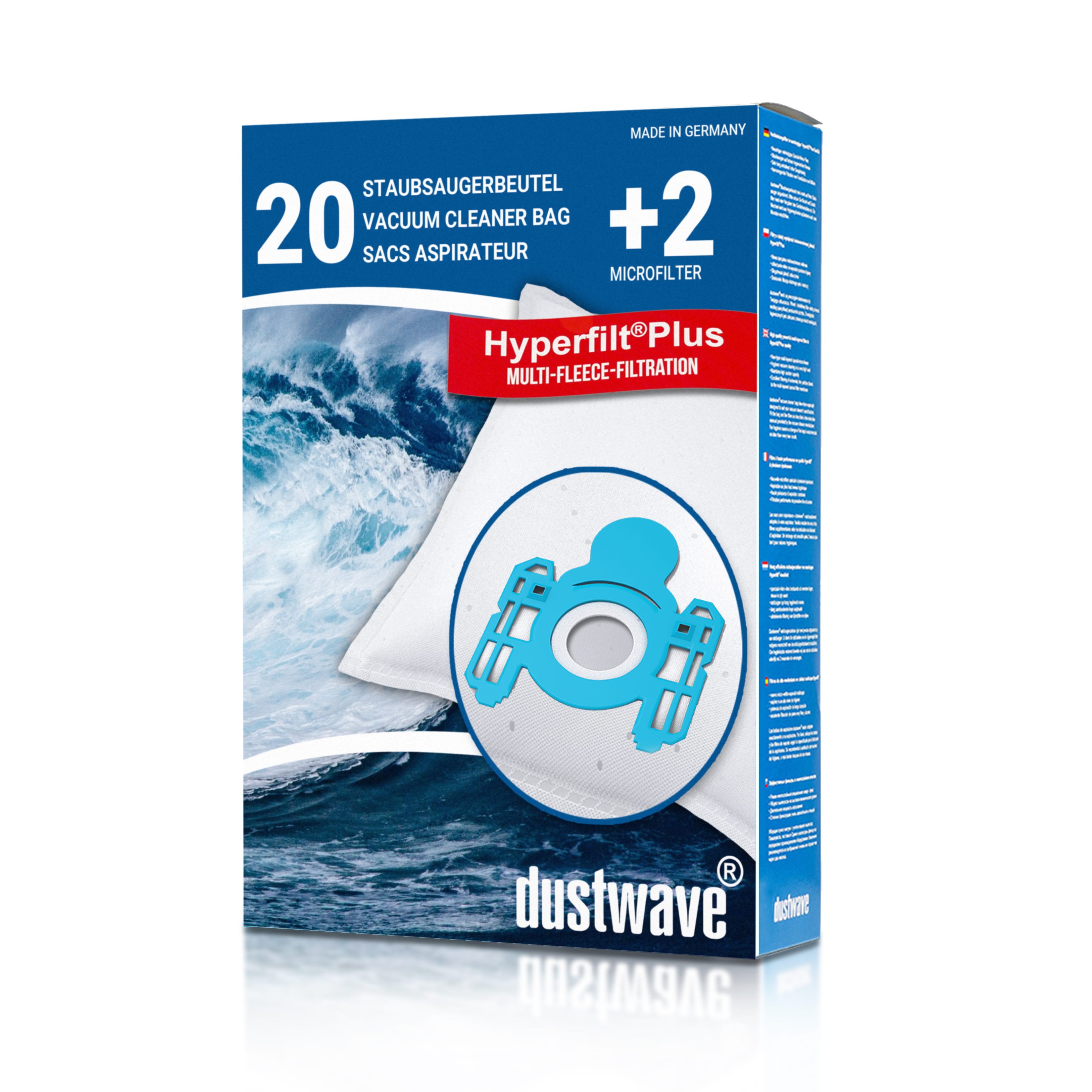 Dustwave® 20 Staubsaugerbeutel für AEG Vampyr CE 660 / 660 NZ / 660 NZ - hocheffizient, mehrlagiges Mikrovlies mit Hygieneverschluss - Made in Germany