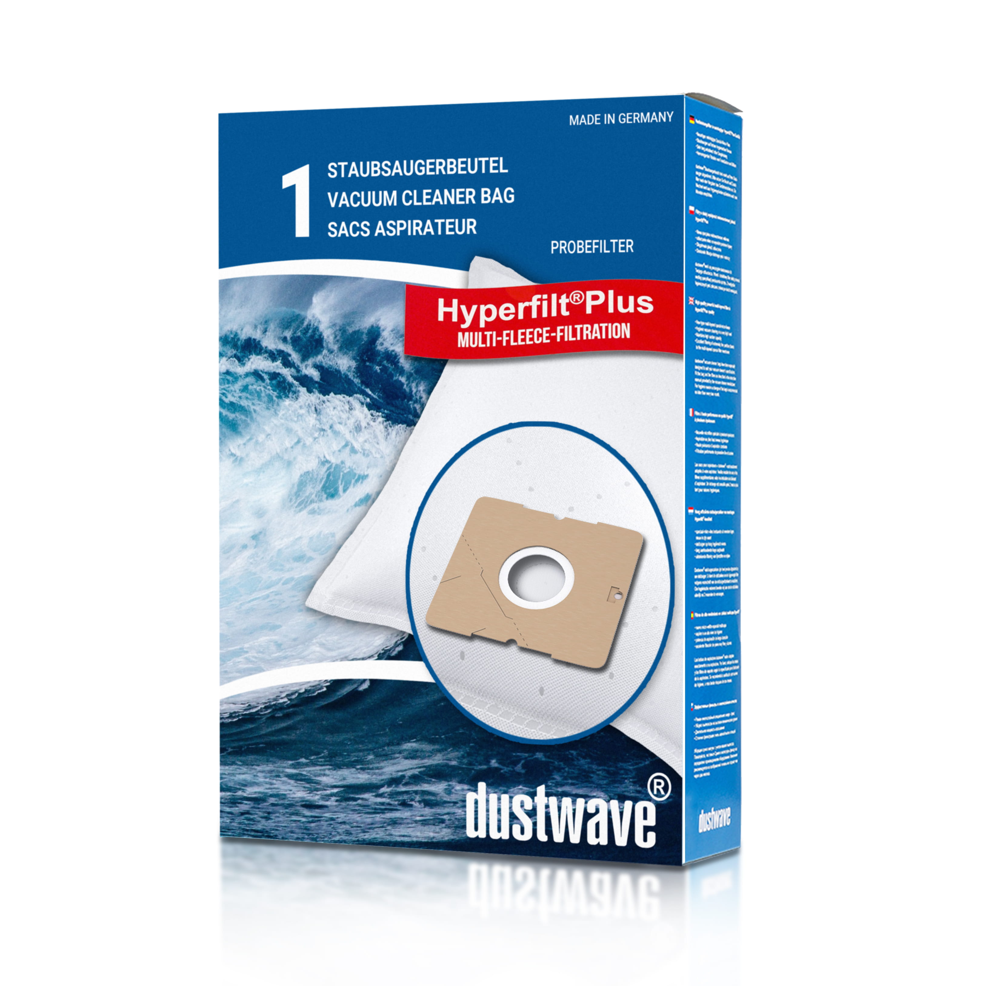 Dustwave® 1 Staubsaugerbeutel für Progress Stuttgart PC 3720, PC 3726, PC 3727, PC 2361 W1820 - hocheffizient mit Hygieneverschluss - Made in Germany