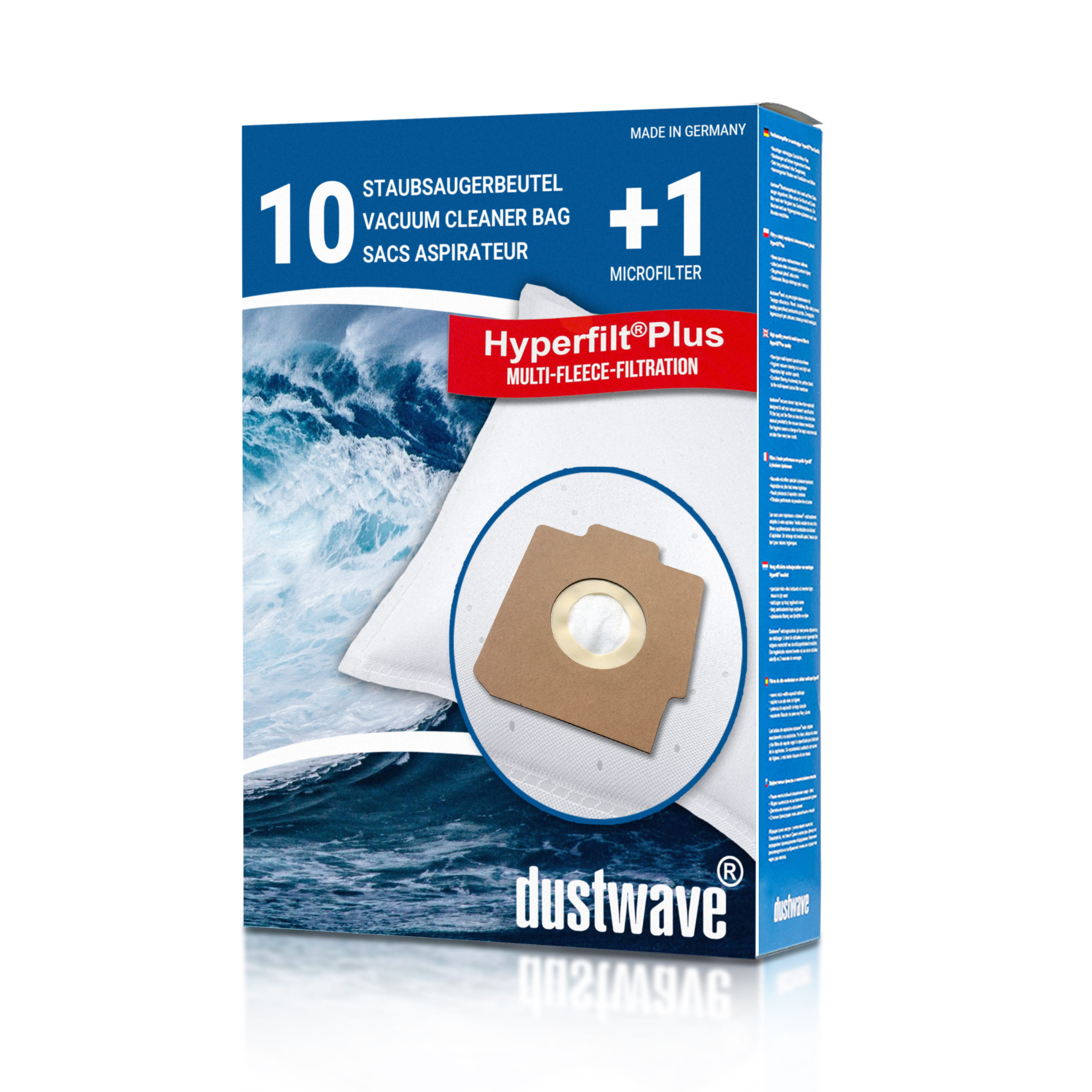 Dustwave® 10 Staubsaugerbeutel für Hoover S3134 / TRS3134 - hocheffizient, mehrlagiges Mikrovlies mit Hygieneverschluss - Made in Germany