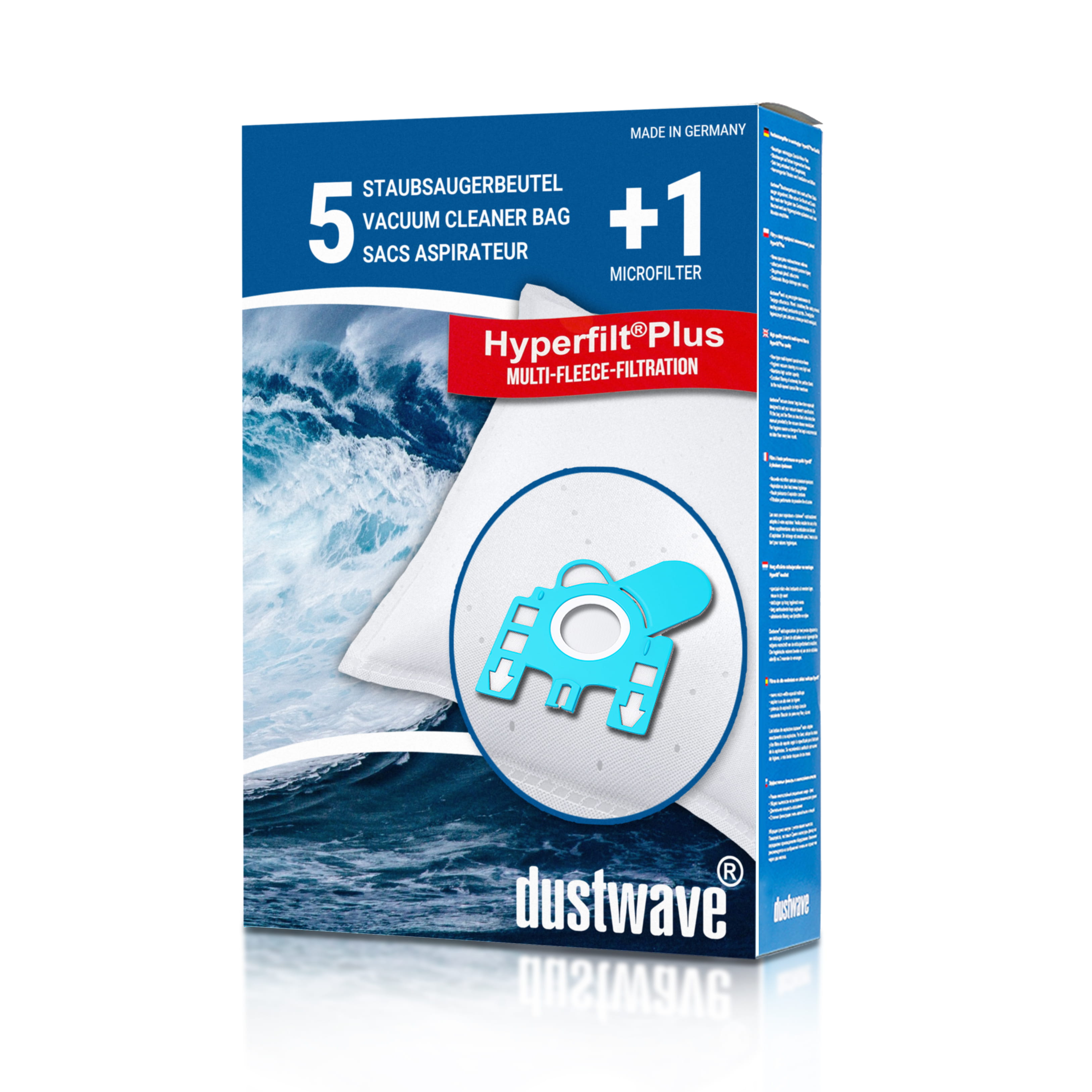 Dustwave® 5 Staubsaugerbeutel für Miele Xtra Care - hocheffizient, mehrlagiges Mikrovlies mit Hygieneverschluss - Made in Germany
