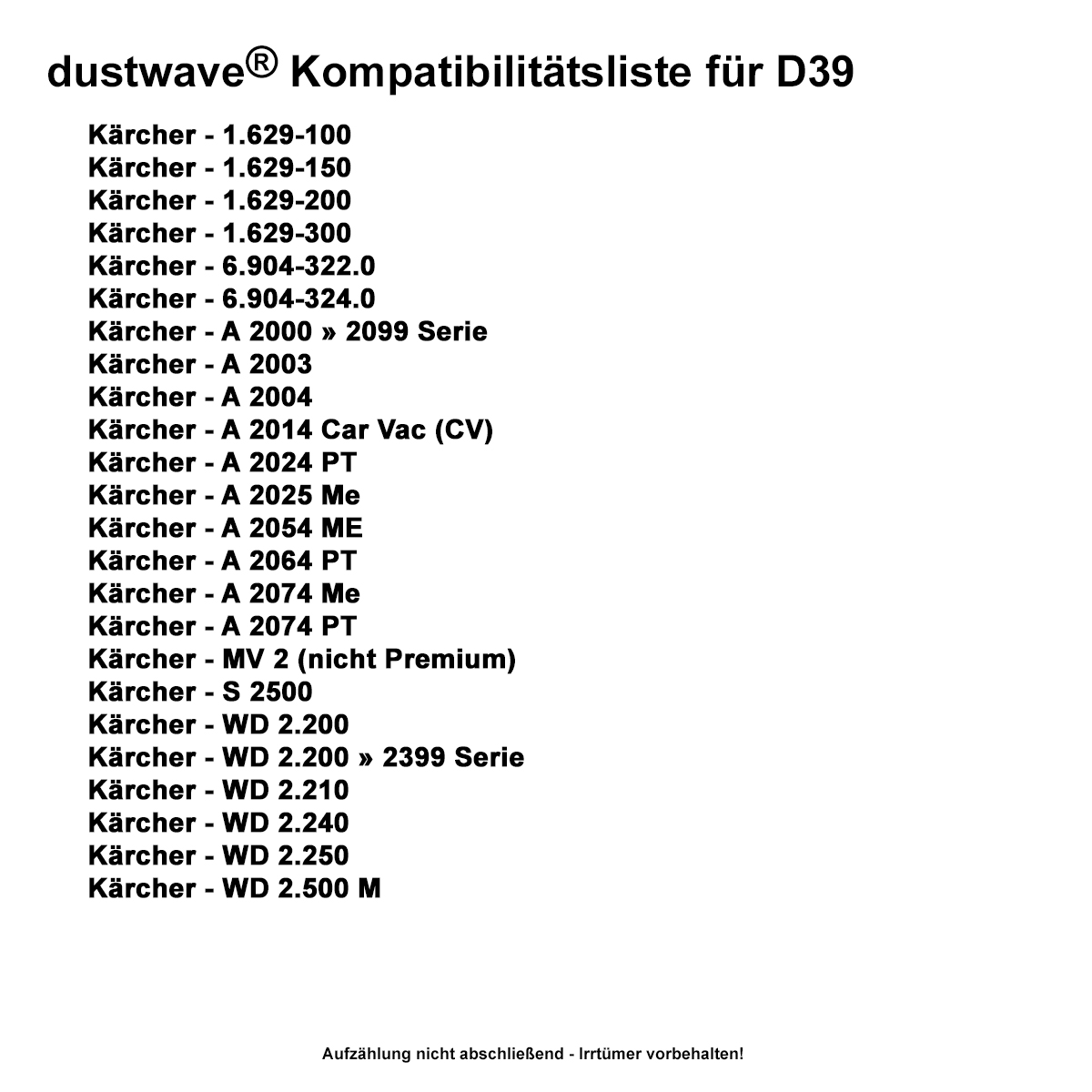 20 Staubbeutel für: Kärcher WD 2.500 M