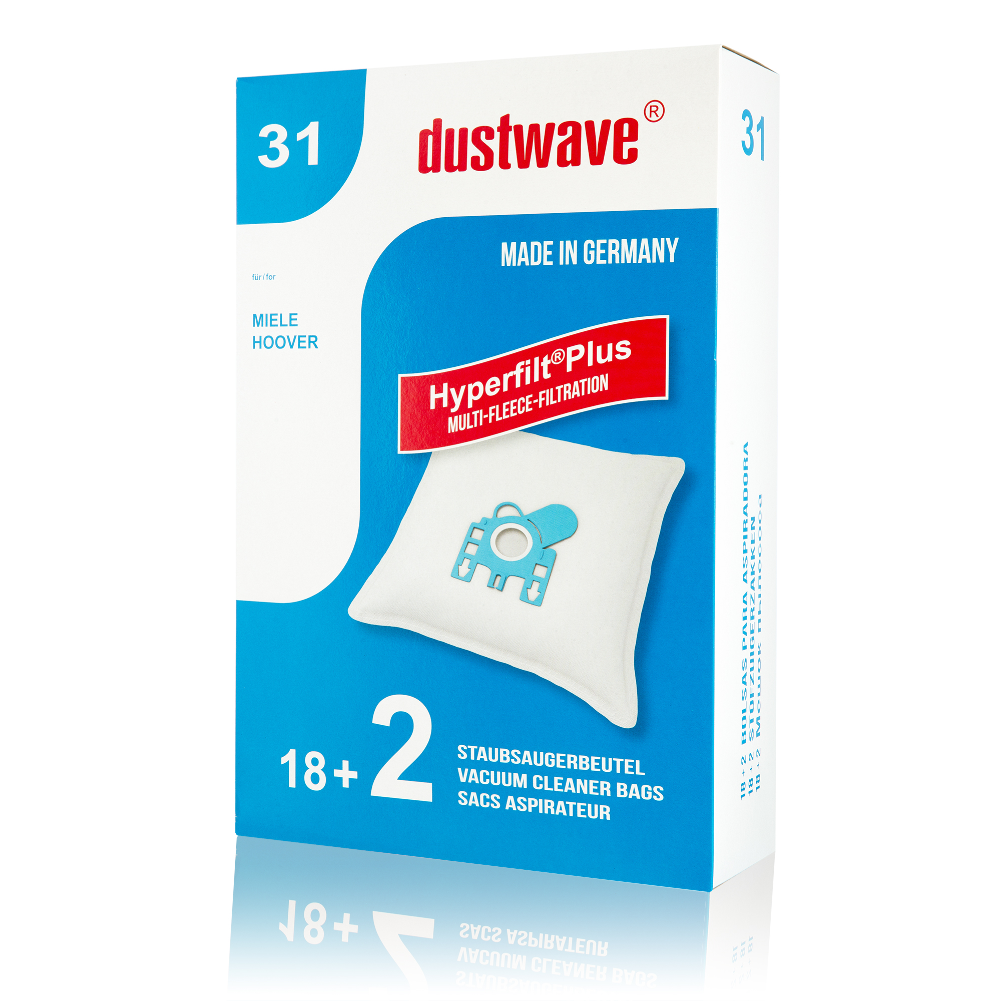 Megapack - 20 Staubsaugerbeutel passend für Baur - HPV-8431 Bodenstaubsauger von dustwave® Markenstaubbeutel - Made in Germany + inkl. Microfilter + inkl. Microfilter