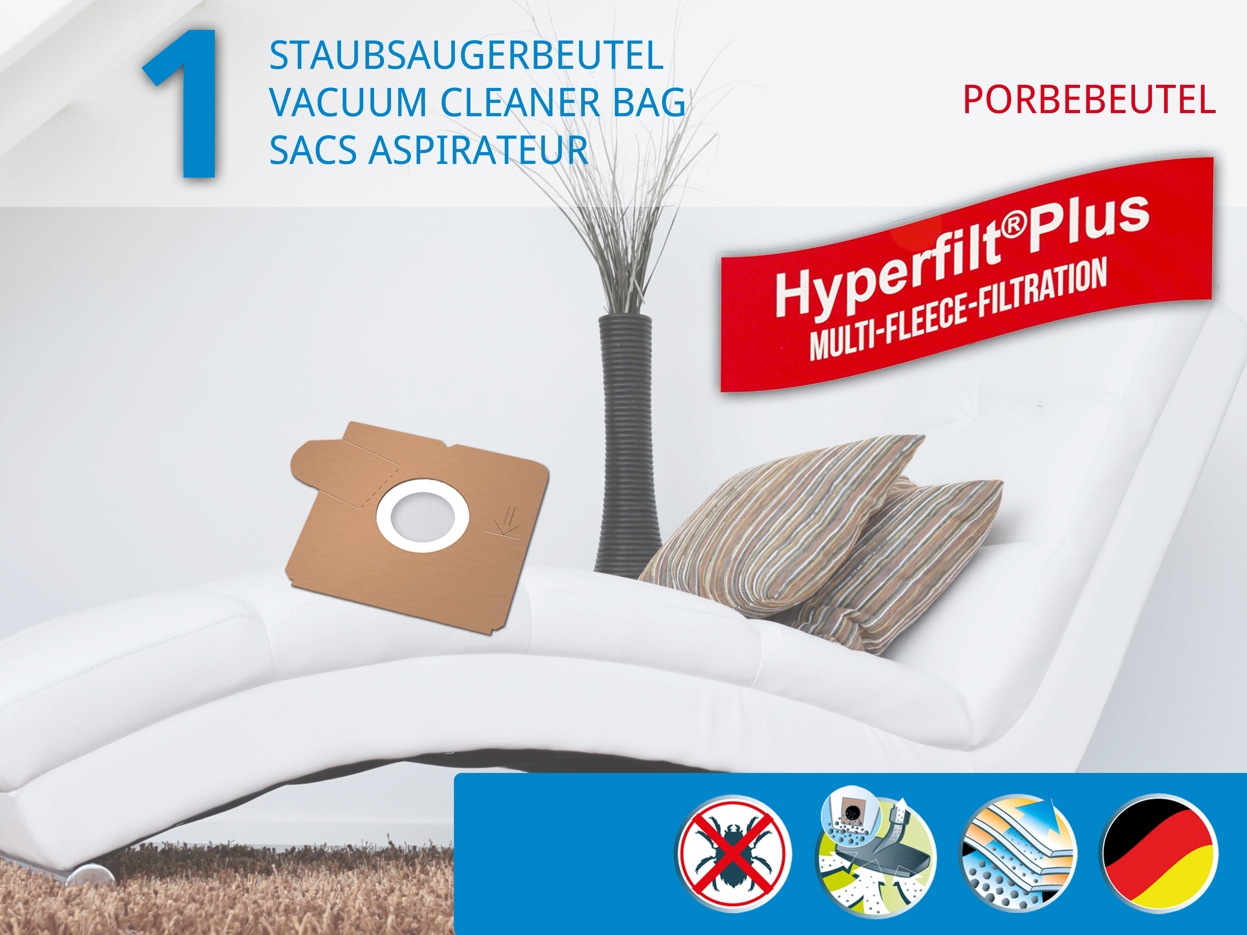 Dustwave® 1 Staubsaugerbeutel für AEG Vampyrino 150.0 - hocheffizient mit Hygieneverschluss - Made in Germany