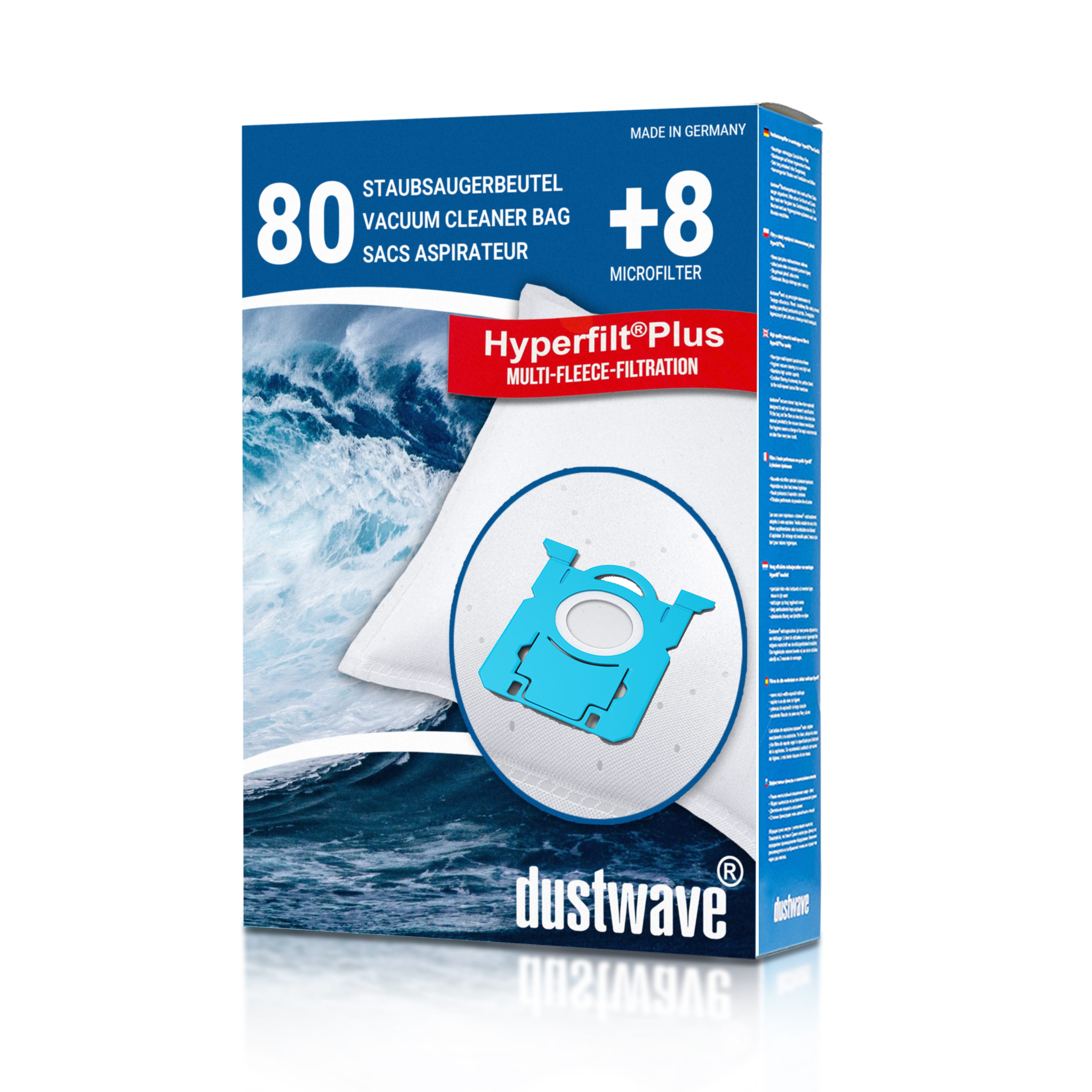 80x dustwave® Staubsaugerbeutel für Philips Performer FC 9050, FC 9070, FC 9150, FC 9153, FC 9165, FC 9176, FC 9184, FC 9190, FC 9197/91 Performer Pro Eco - Markenstaubbeutel Made in Germany