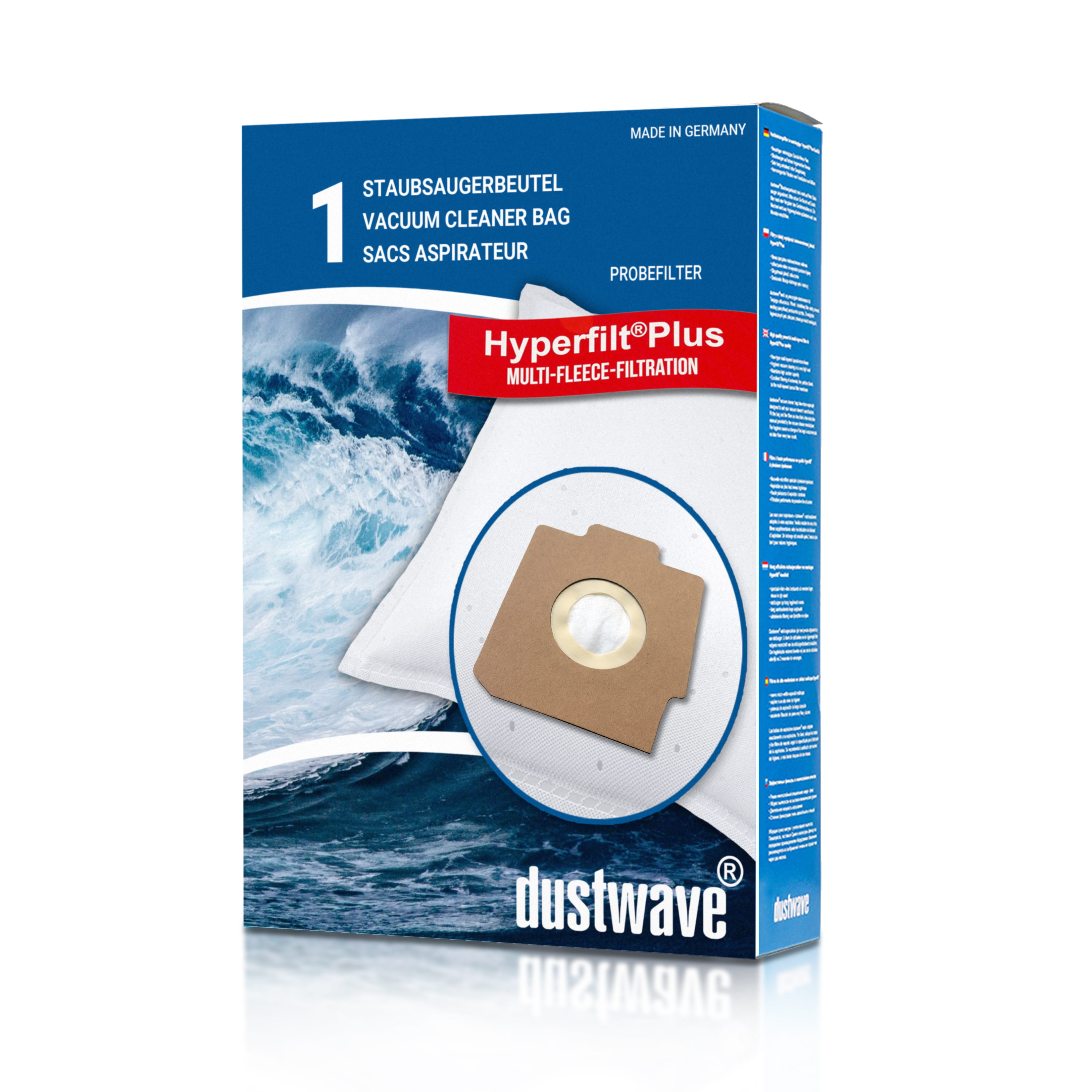 Dustwave® 1 Staubsaugerbeutel für AUDIO SC 060 - hocheffizient, mehrlagiges Mikrovlies mit Hygieneverschluss - Made in Germany