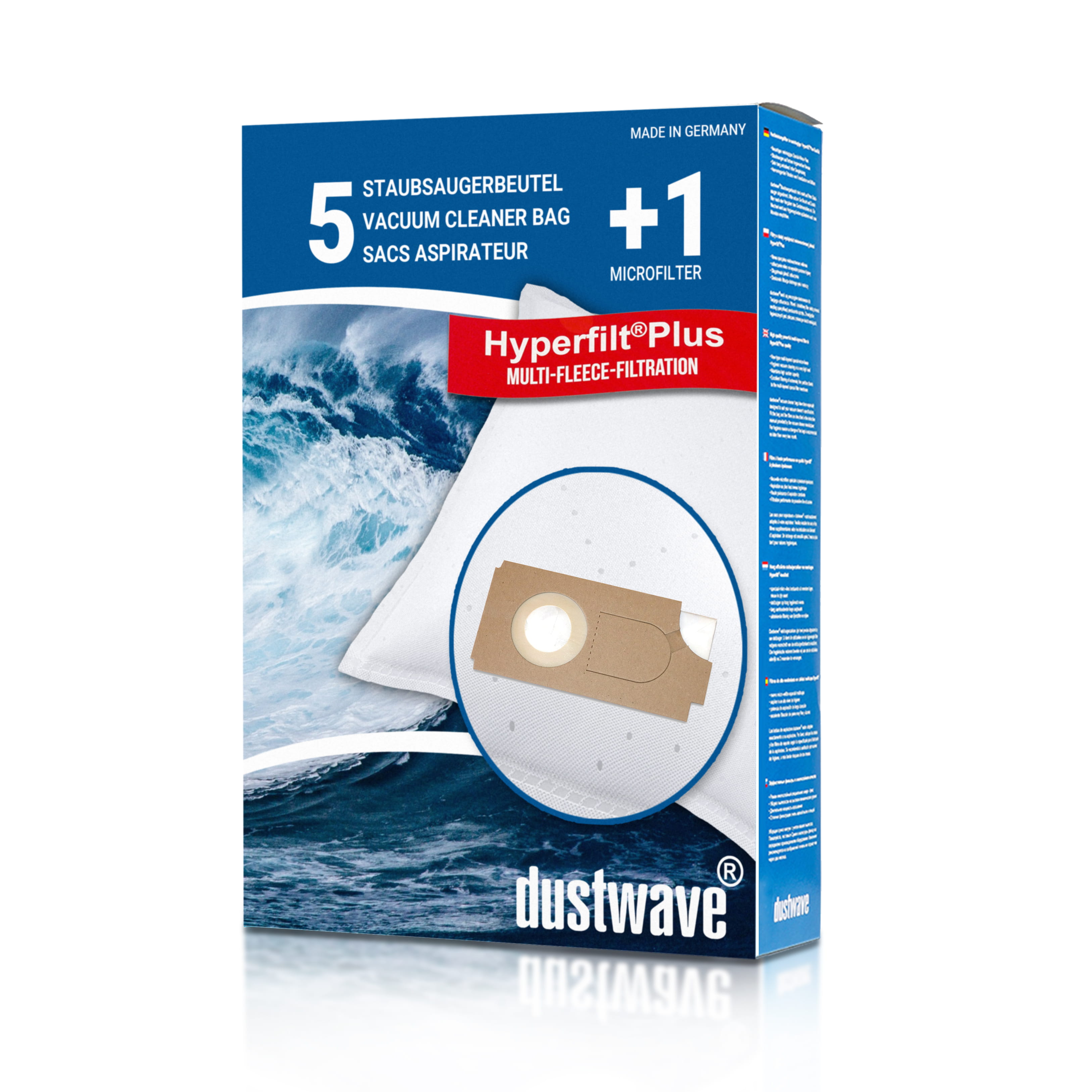 Dustwave® 5 Staubsaugerbeutel für Borema BS 460 / BS460 - hocheffizient, mehrlagiges Mikrovlies mit Hygieneverschluss - Made in Germany