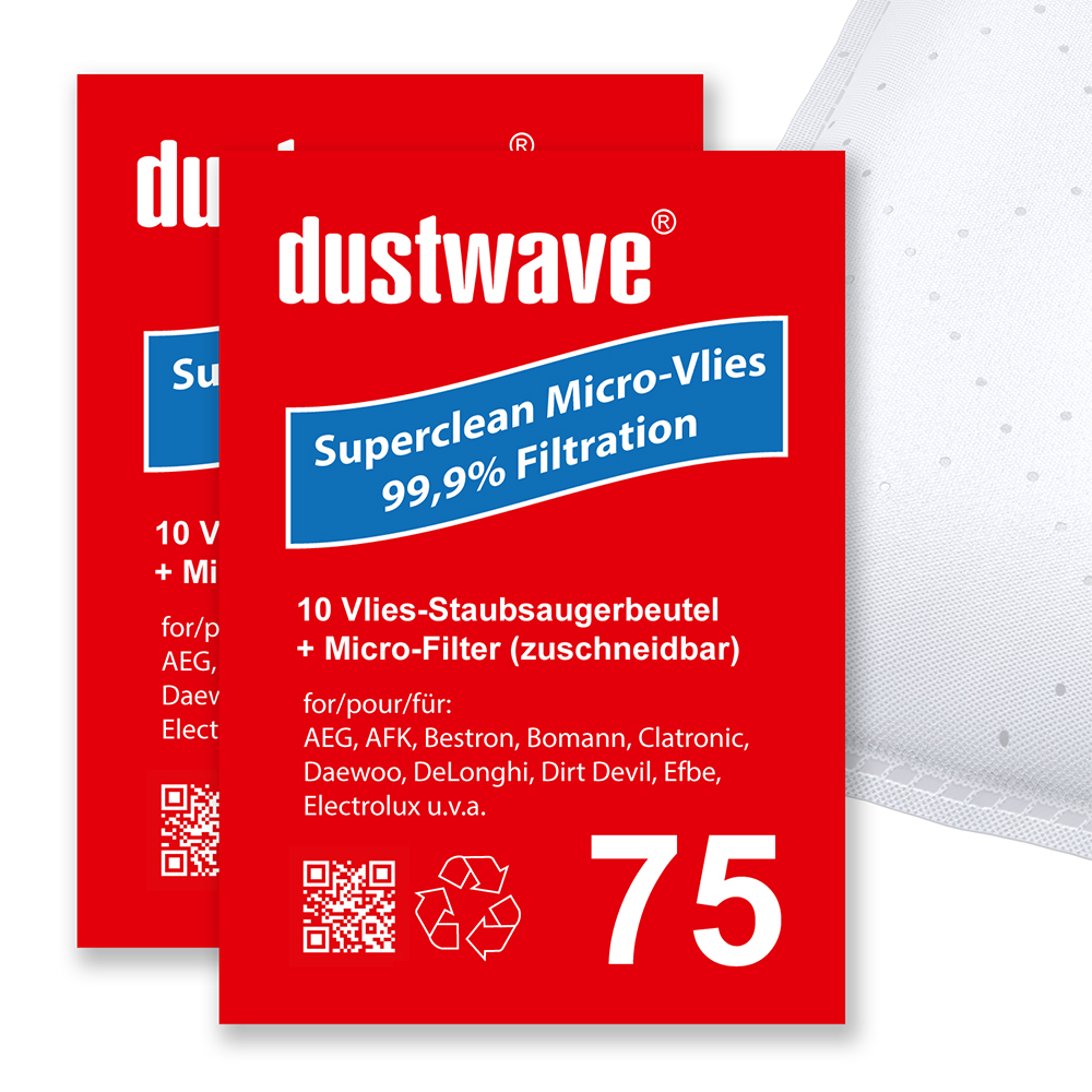 40 Staubfilterbeutel (Superpack) passend für JVW - 1300 Bodenstaubsauger - dustwave® Markenstaubbeutel - Made in Germany + inkl. Micro-Filter