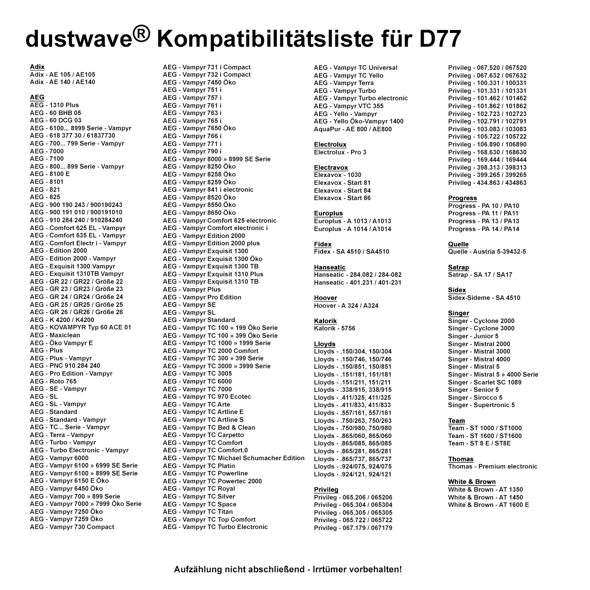 Dustwave® 1 Staubsaugerbeutel für AEG Vampyr 7700.5 - hocheffizient, mehrlagiges Mikrovlies mit Hygieneverschluss - Made in Germany