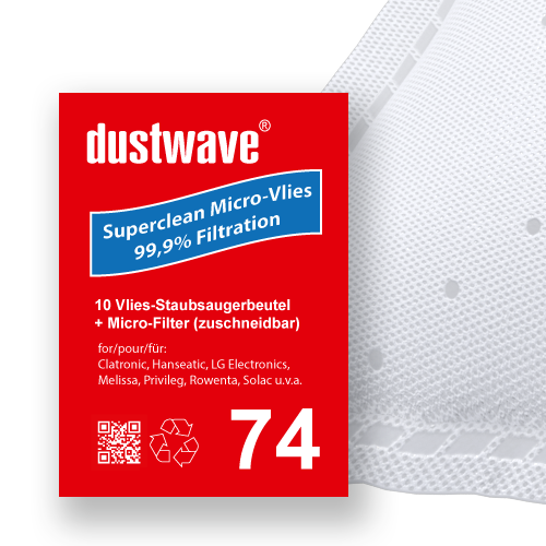 Sparpack - 10 Staubsaugerbeutel passend für Hoover - TFV 2015 FreeSpace Evo Bodenstaubsauger von dustwave® Markenstaubbeutel – Made in Germany + inkl. Microfilter