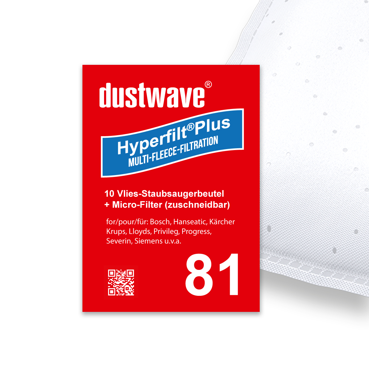 Dustwave® 10 Staubsaugerbeutel für Base BA 2000 / BA2000 - hocheffizient mit Hygieneverschluss - Made in Germany
