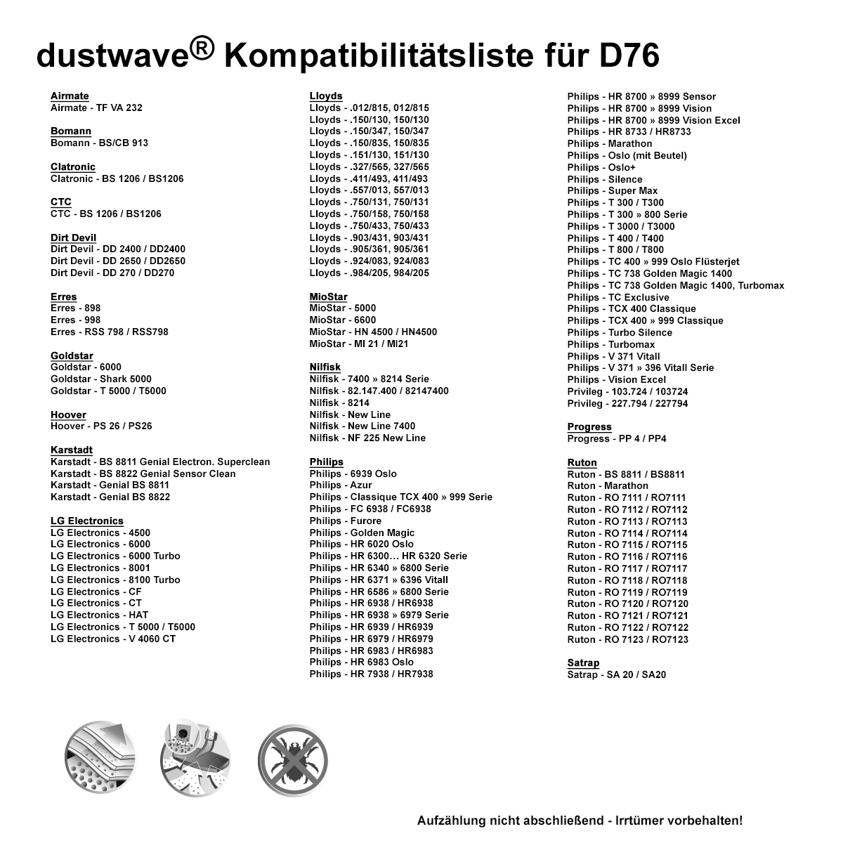 Dustwave® 40 Staubsaugerbeutel für SWIRL Y 203 - hocheffizient, mehrlagiges Mikrovlies mit Hygieneverschluss - Made in Germany