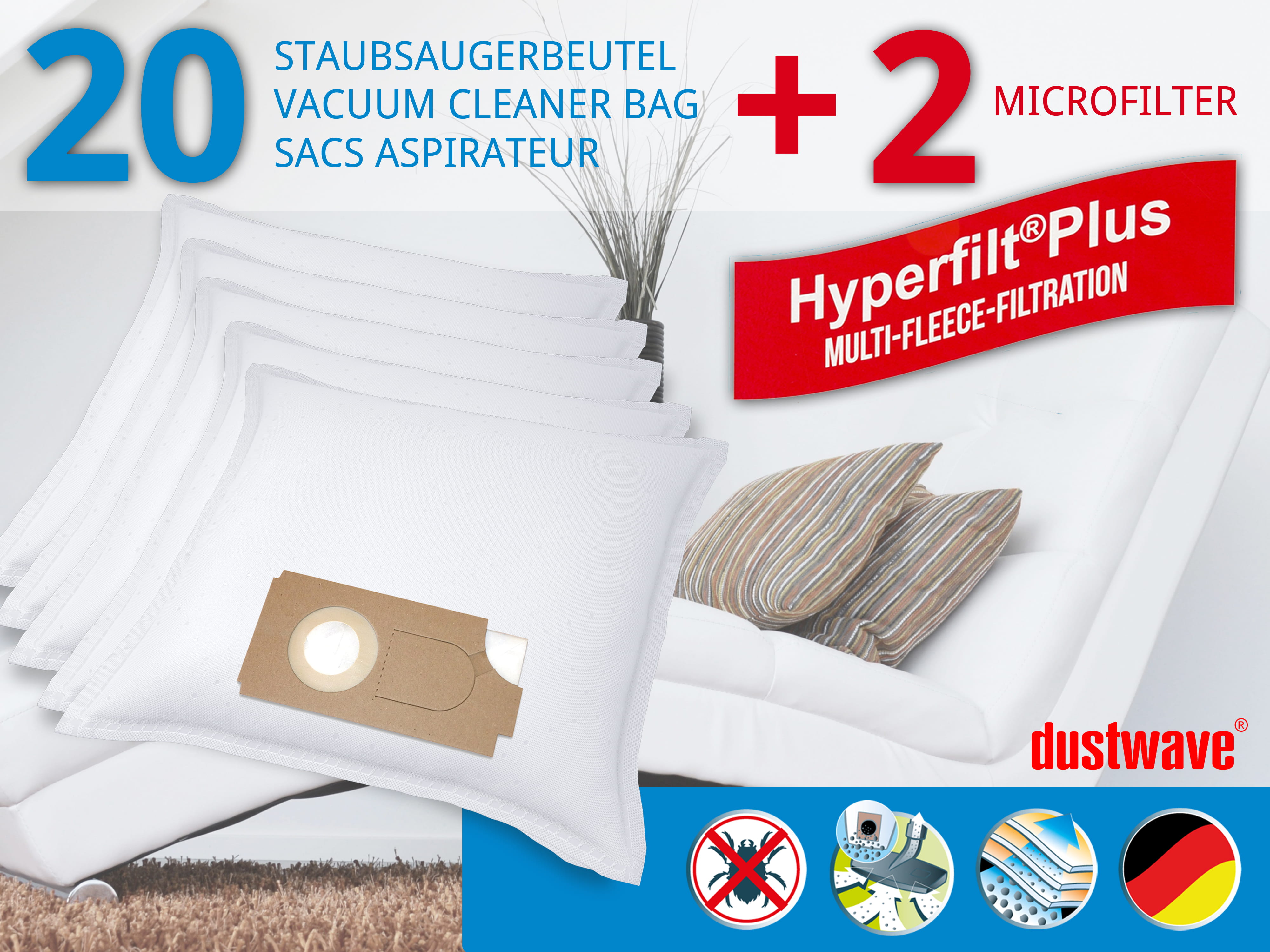 Dustwave® 20 Staubsaugerbeutel für Columbus TK 25 / TK25 - hocheffizient mit Hygieneverschluss - Made in Germany Dustwave® 20 Staubsaugerbeutel für Columbus TK 25 / TK25 - hocheffizient mit Hygieneverschluss - Made in Germany